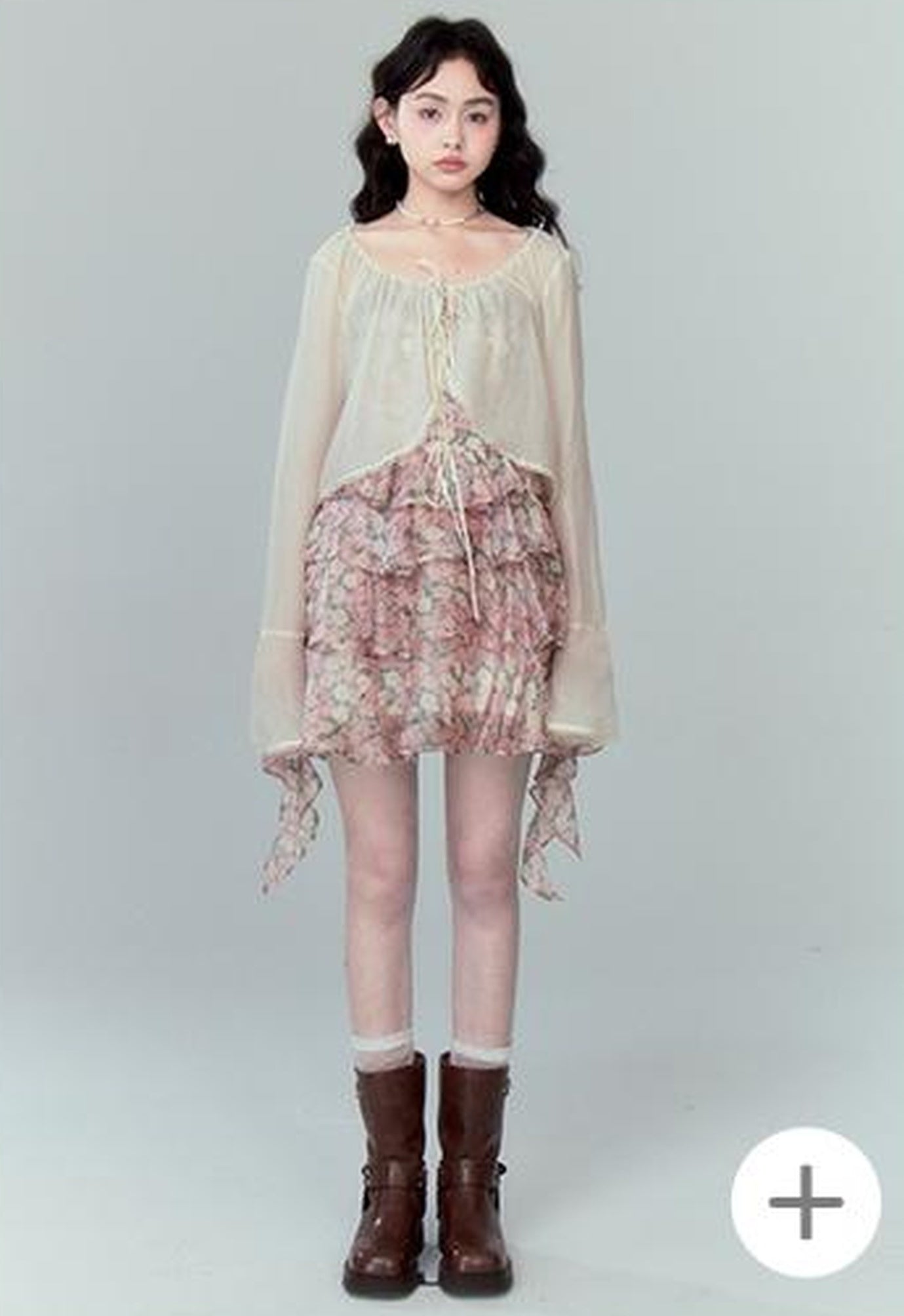 DIDDI MODA Lacy Shell Embroidered Blue Sunshield Cardigan