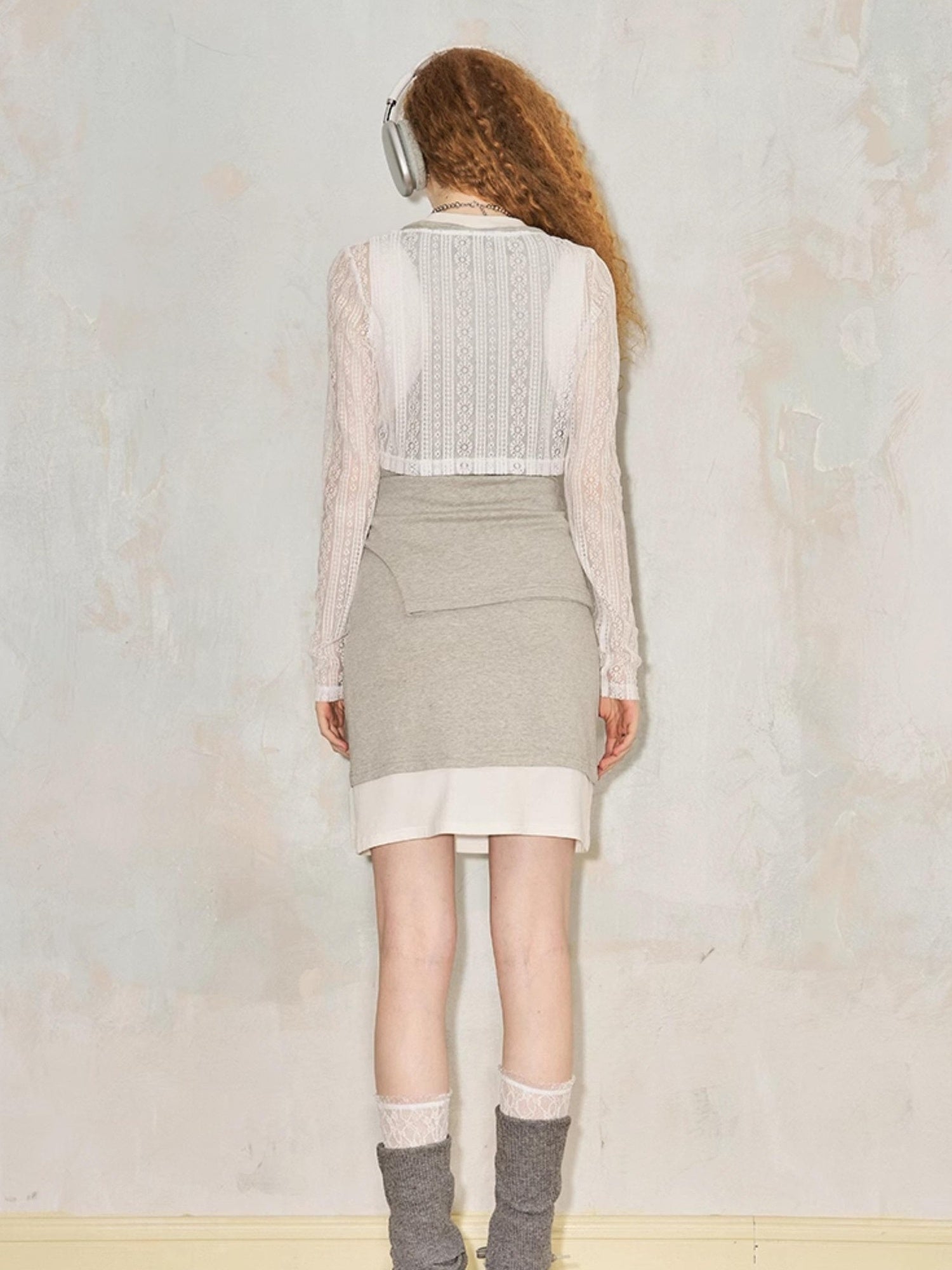 DIDDI MODA Layered Cat Embroidery Cotton Dress Set