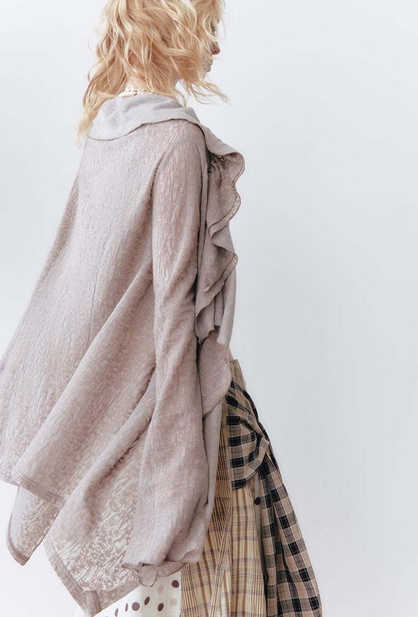 OfAkiva Layered Drawstring Lace Hem Knit Cardigan Sweater