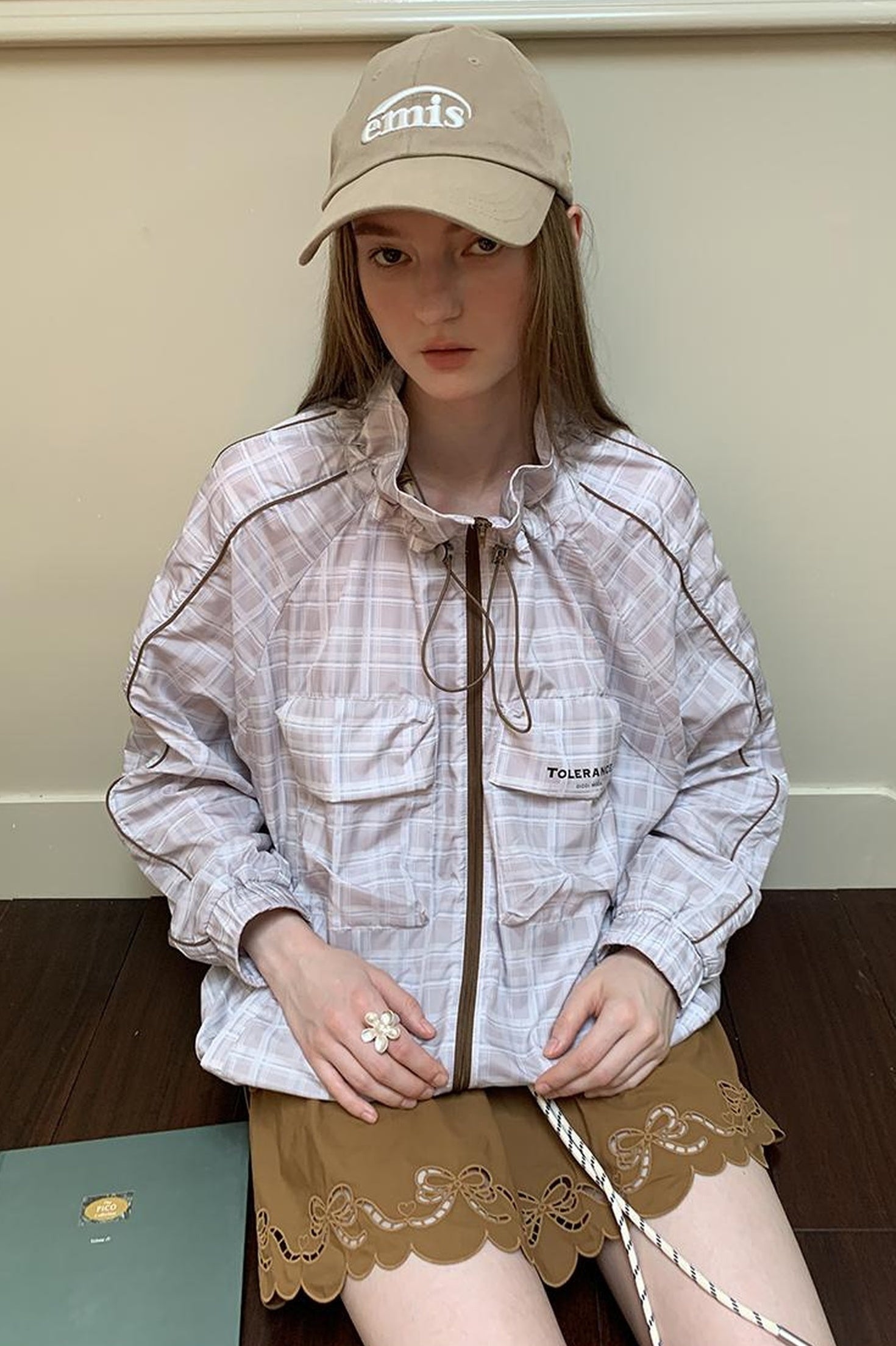 DIDDI MODA Layered Lace Bow Trimmed Hollow Out Cotton Midi Skirt