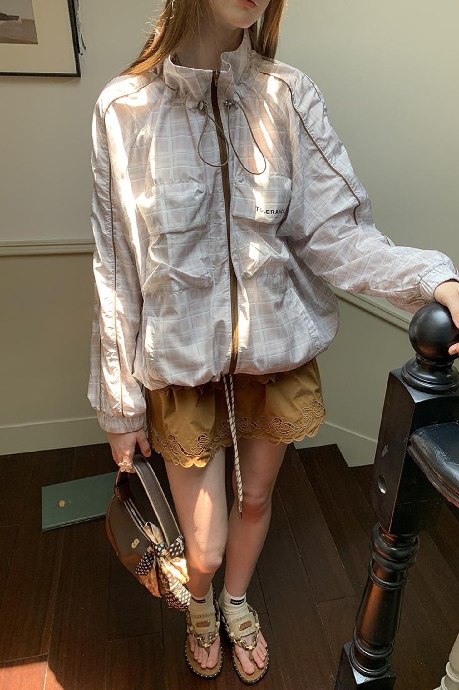 DIDDI MODA Layered Lace Bow Trimmed Hollow Out Cotton Midi Skirt