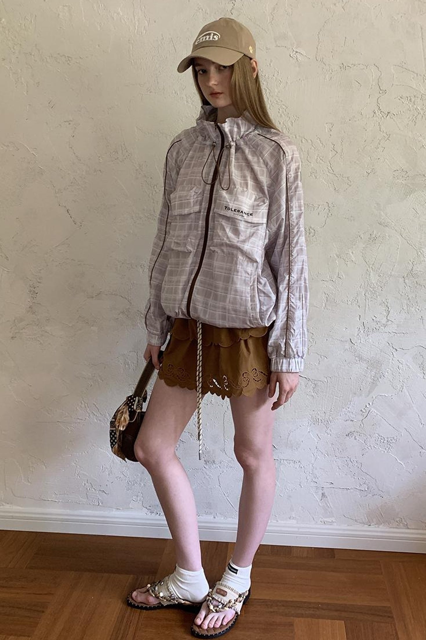 DIDDI MODA Layered Lace Bow Trimmed Hollow Out Cotton Midi Skirt