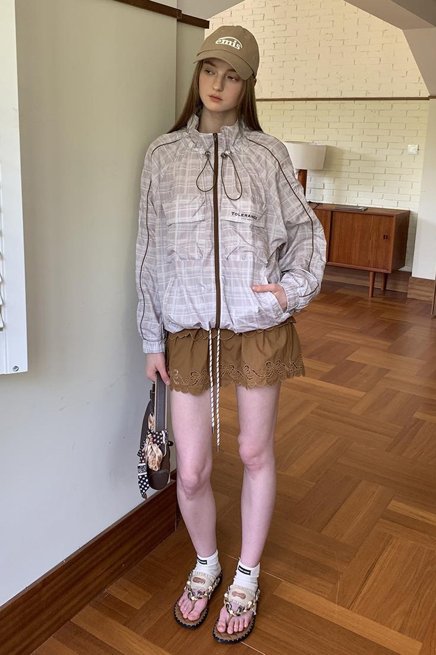 DIDDI MODA Layered Lace Bow Trimmed Hollow Out Cotton Midi Skirt