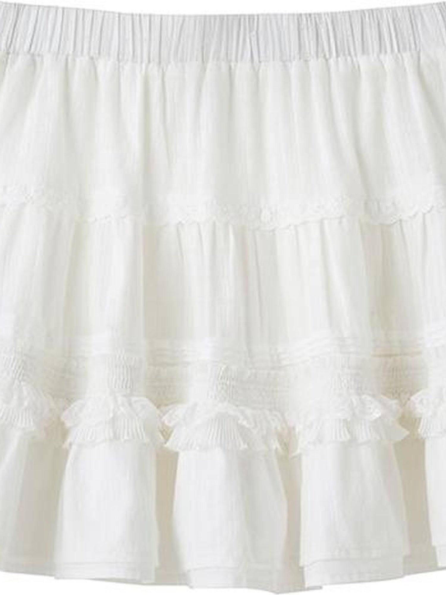 DIDDI MODA Layered Lace Cake Mini Skirt Floral Embroidery High Waist A Line