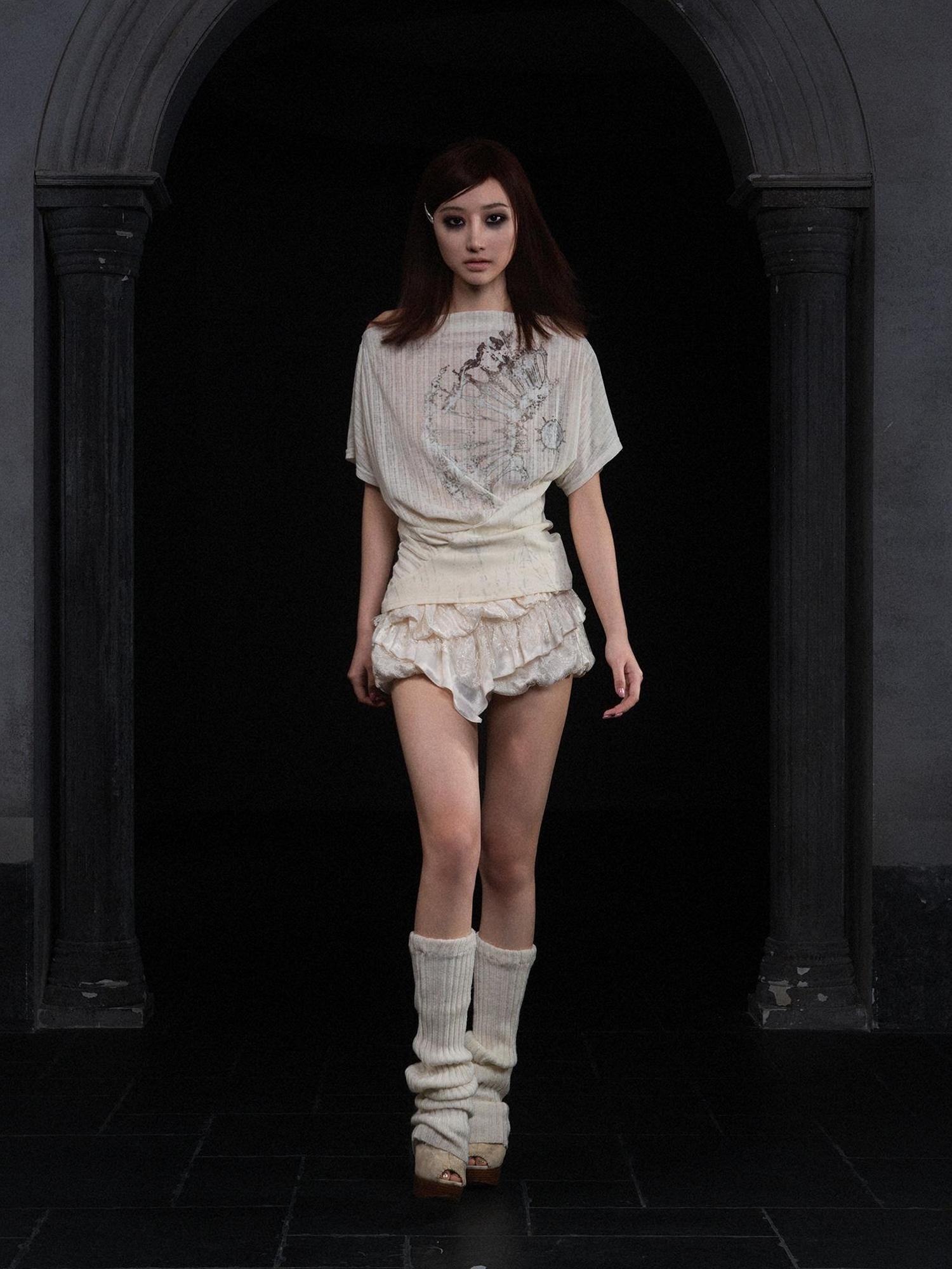 ARIADNAw Layered Lace Satin Punk Goth Bloomer Shorts