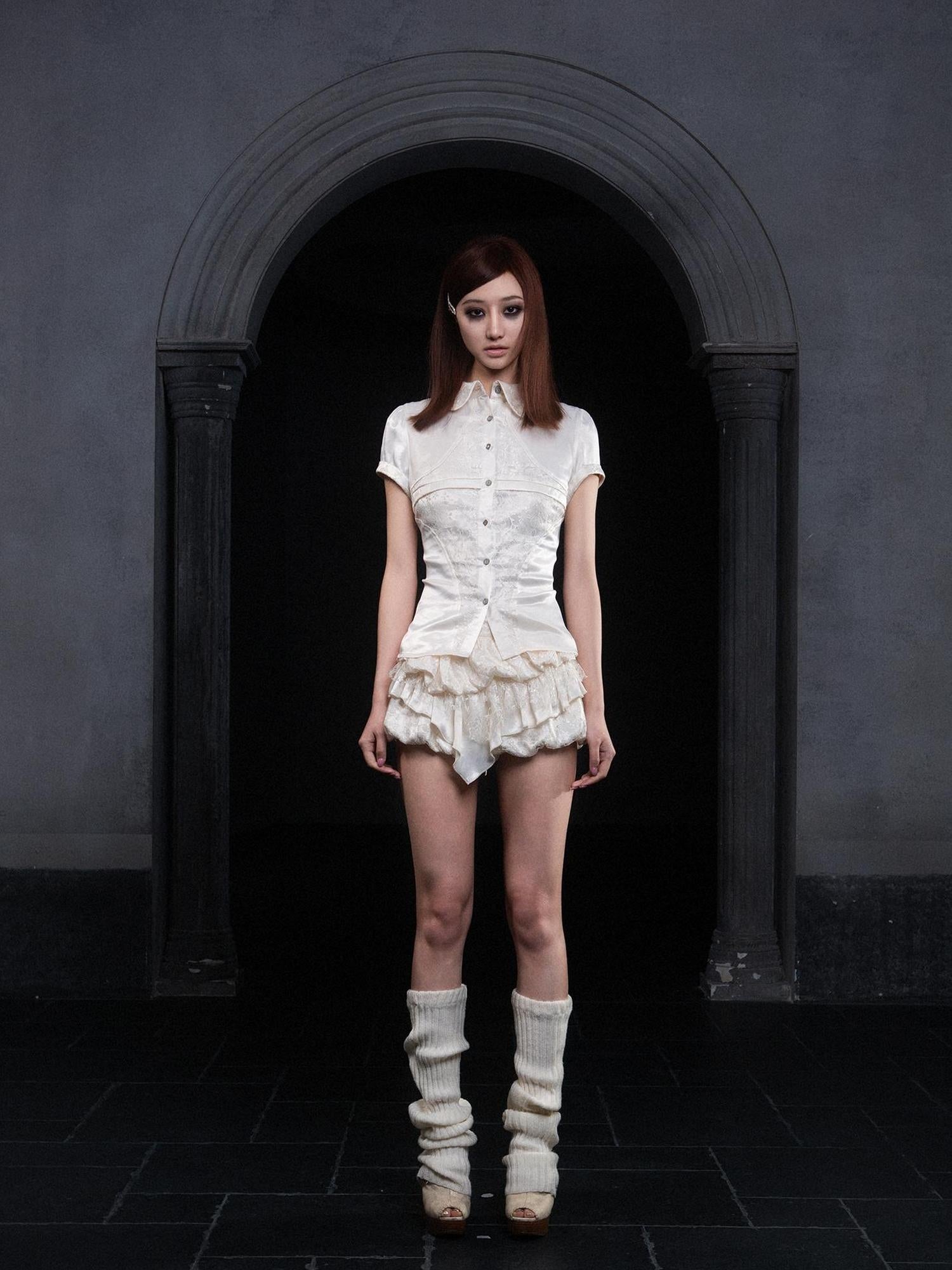 ARIADNAw Layered Lace Satin Punk Goth Bloomer Shorts