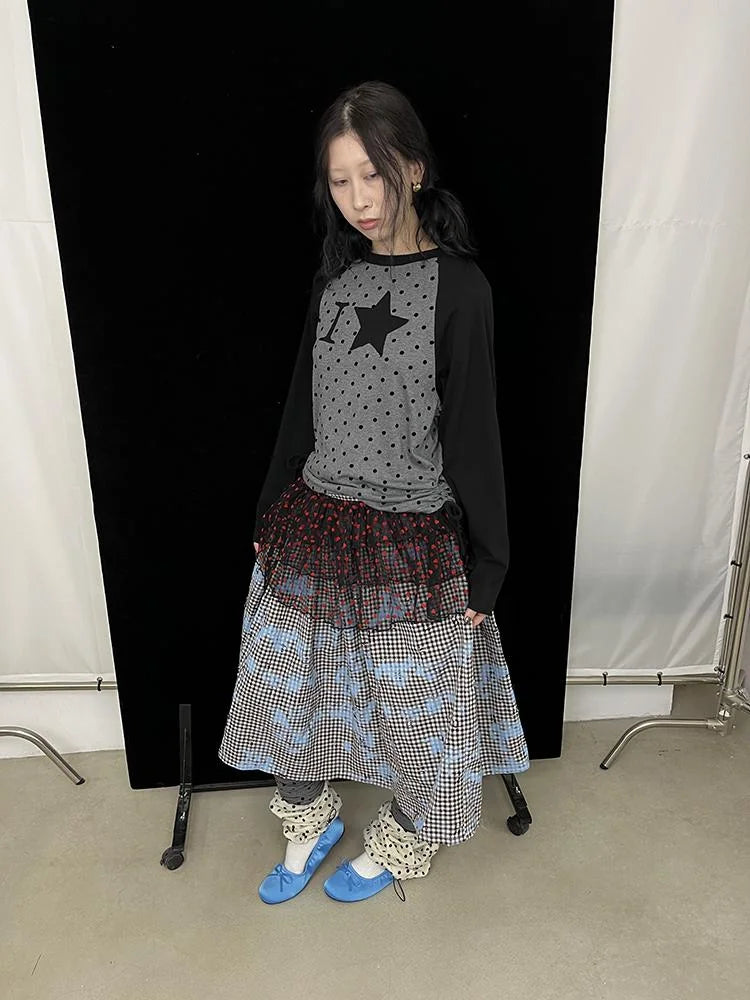 Layered Ruffle Ballet Skirt With Bow & Dots Mini Skirt