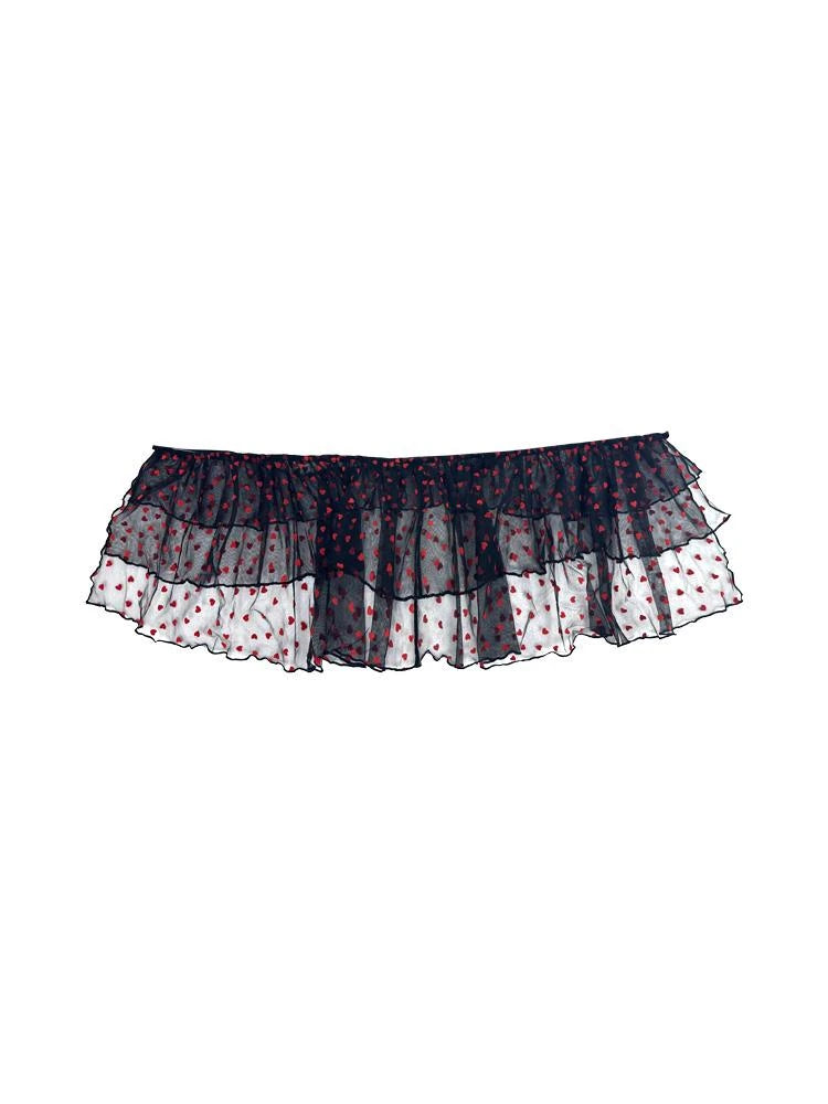 Layered Ruffle Ballet Skirt With Bow & Dots Mini Skirt
