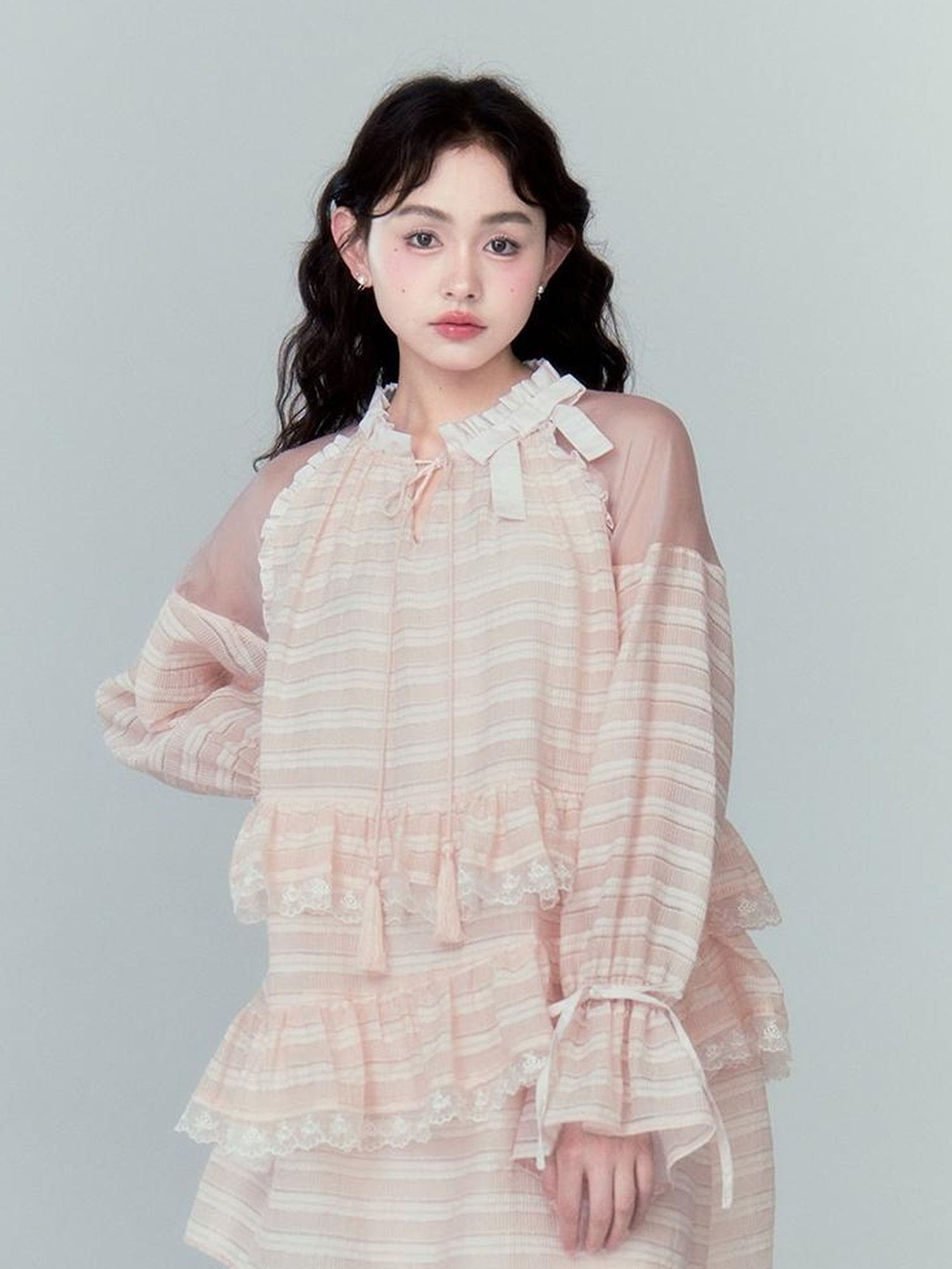 DIDDI MODA Layered Tulle Midi Dress With Fringe Lace Details