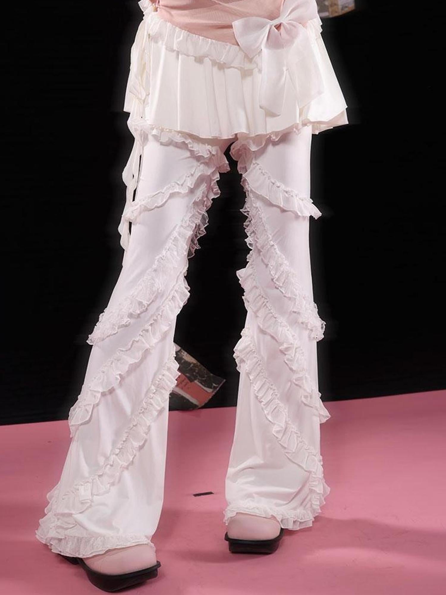 WSW WUSHENWU Lazy Ballet Lace Culottes Original Design Cream White