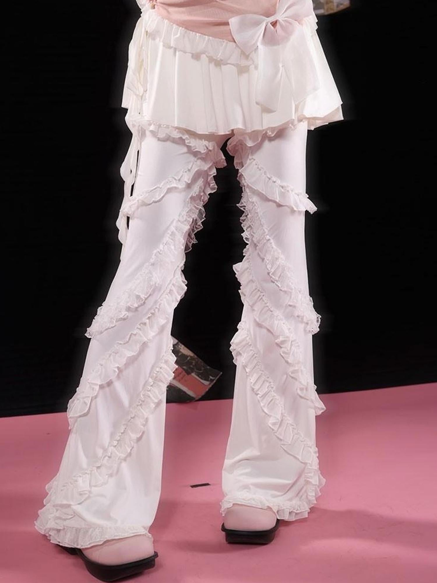 WSW WUSHENWU Lazy Ballet Lace Culottes Original Design Cream White