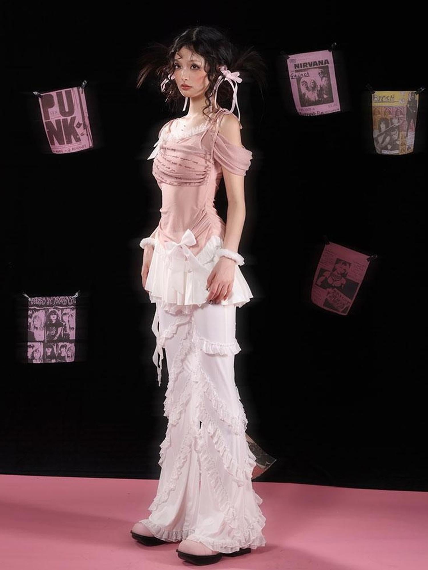 WSW WUSHENWU Lazy Ballet Lace Culottes Original Design Cream White