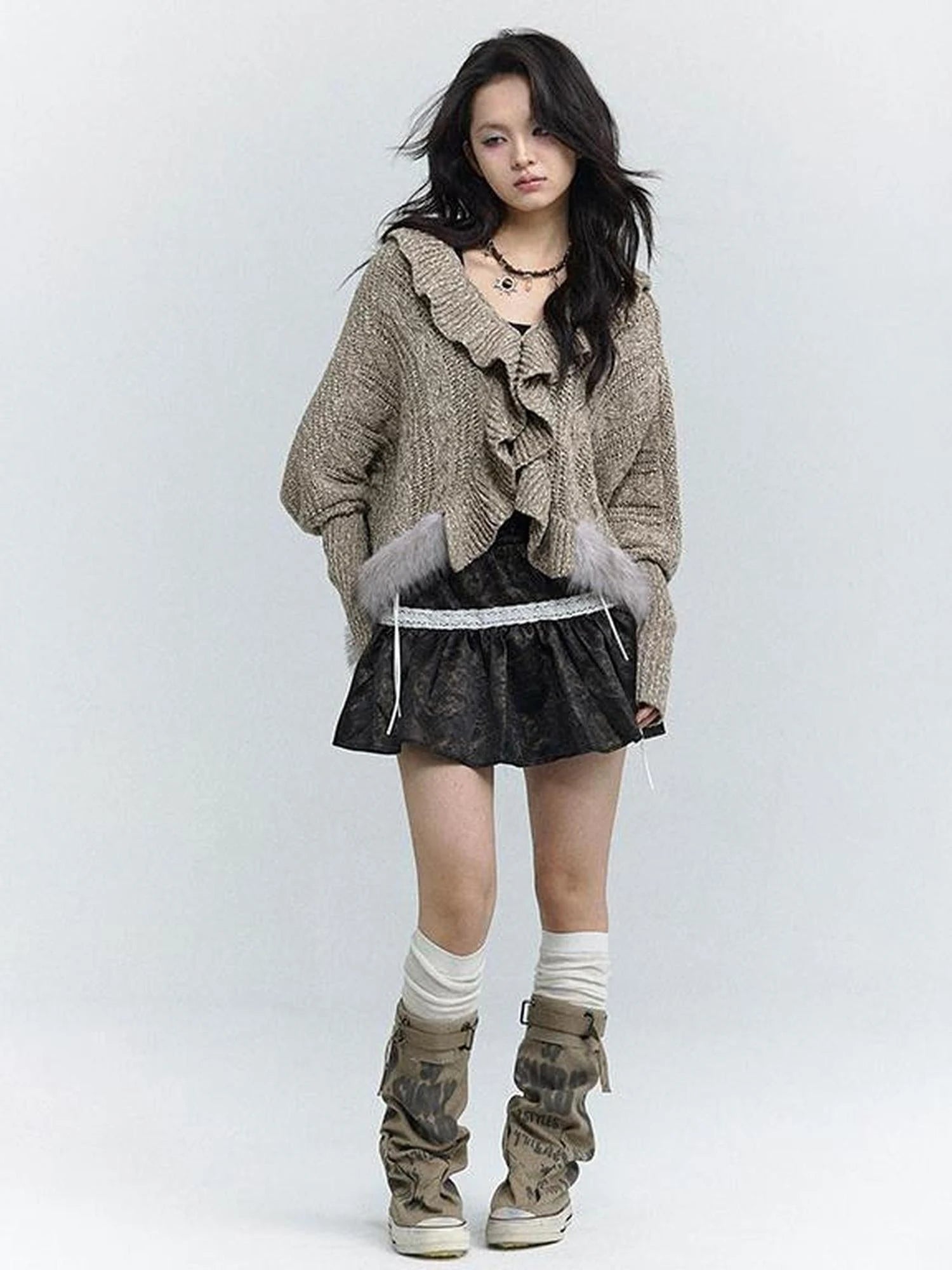 Lazy Batwing Sleeve Dual Wear Wool Blend Cardigan