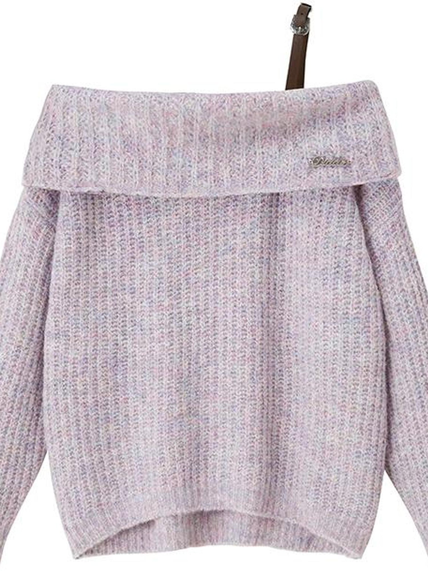 DIDDI MODA Lazy Chic One Shoulder Wool Sweater