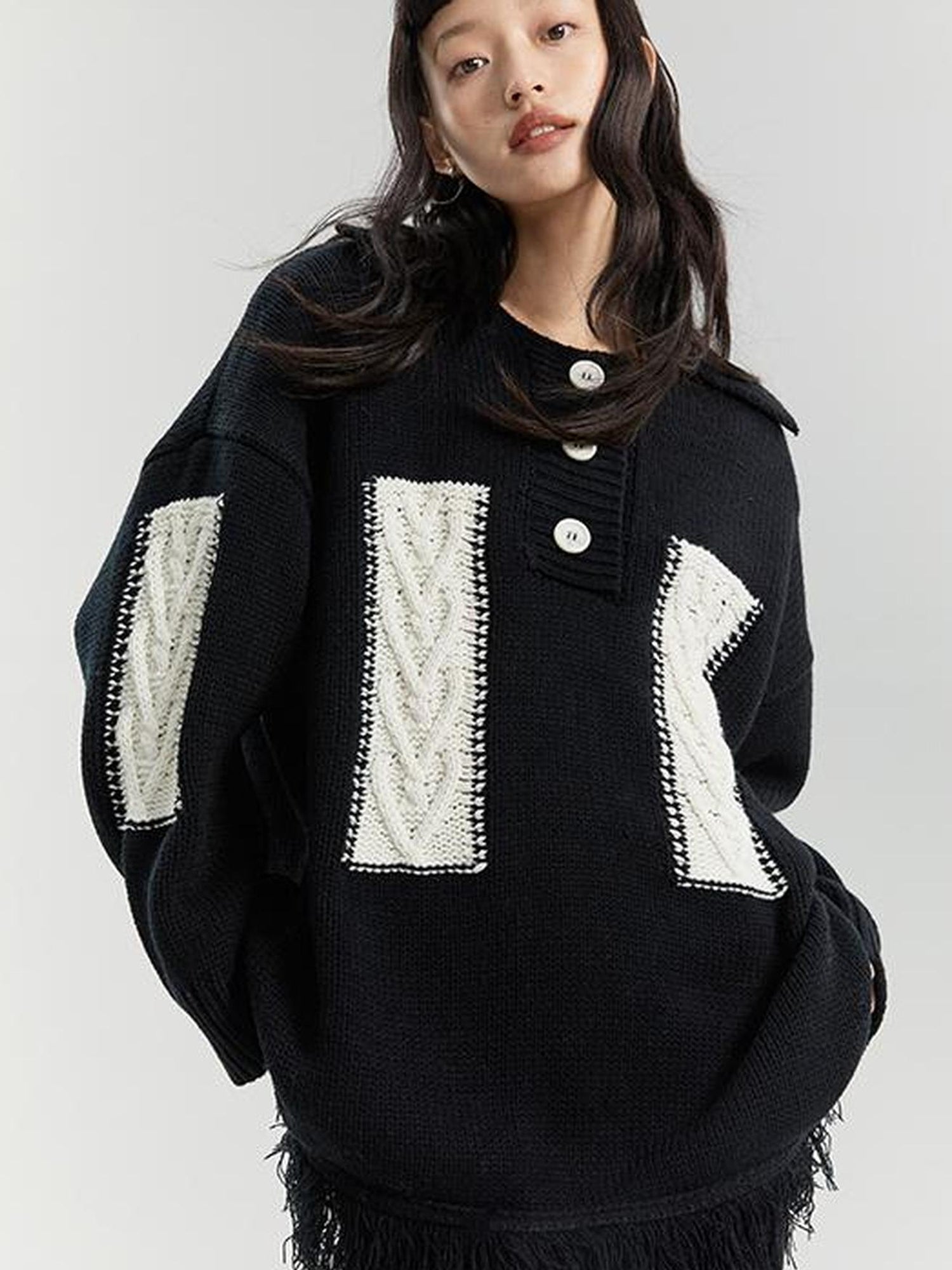 DIDDI MODA Lazy Lavender Knit Sweater With Asymmetrical Design
