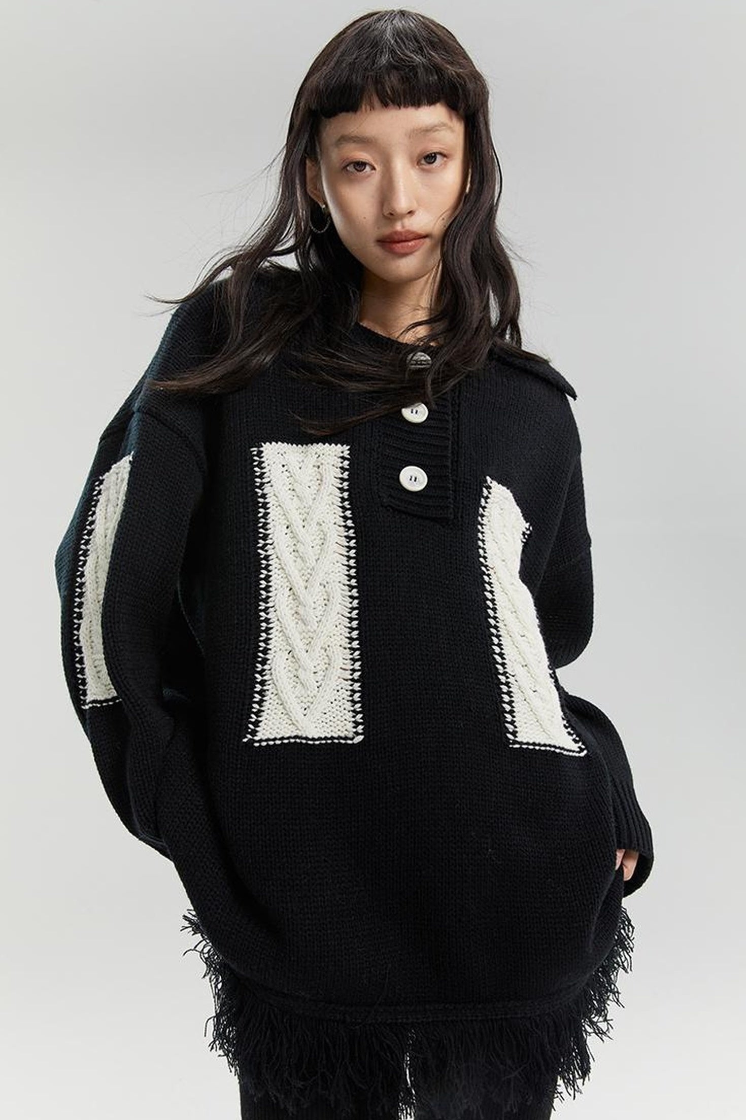 DIDDI MODA Lazy Lavender Knit Sweater With Asymmetrical Design