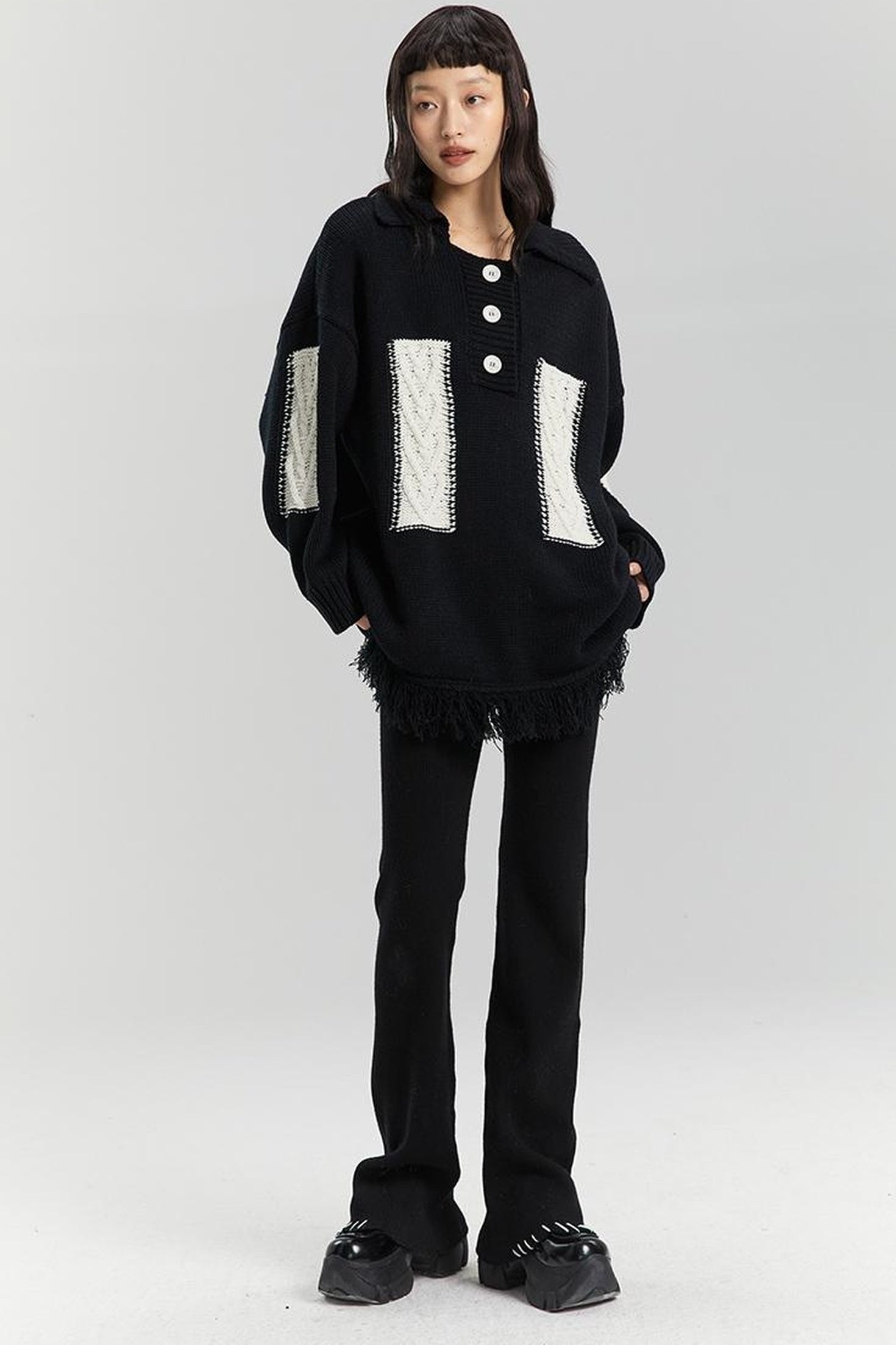 DIDDI MODA Lazy Lavender Knit Sweater With Asymmetrical Design