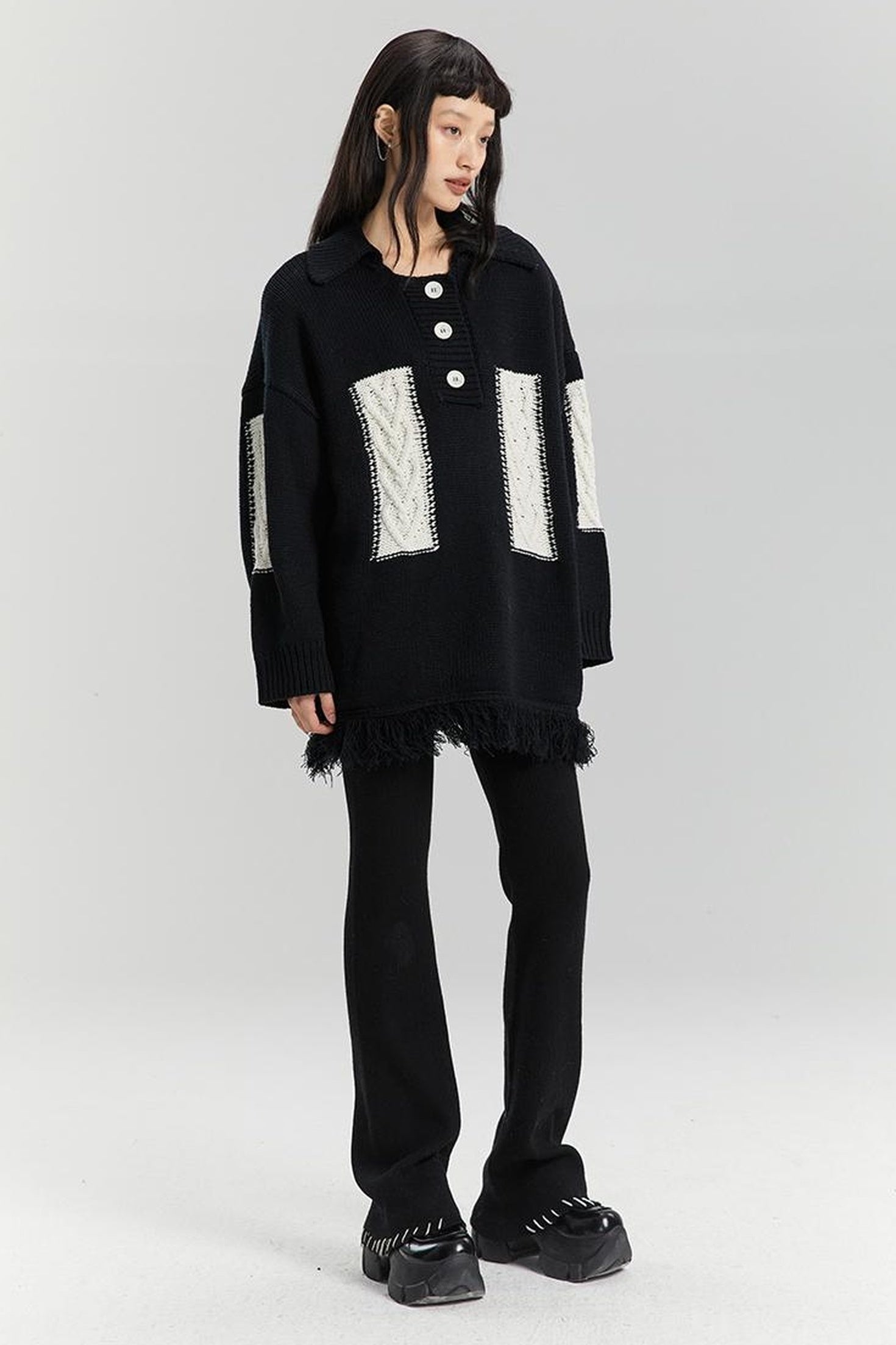 DIDDI MODA Lazy Lavender Knit Sweater With Asymmetrical Design
