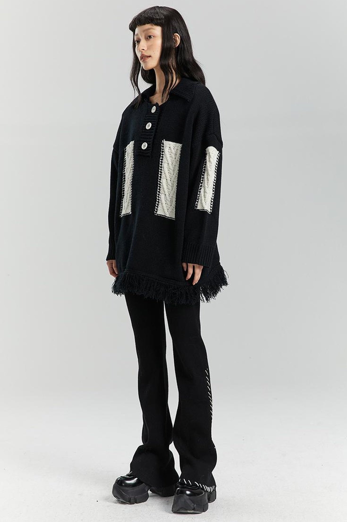 DIDDI MODA Lazy Lavender Knit Sweater With Asymmetrical Design