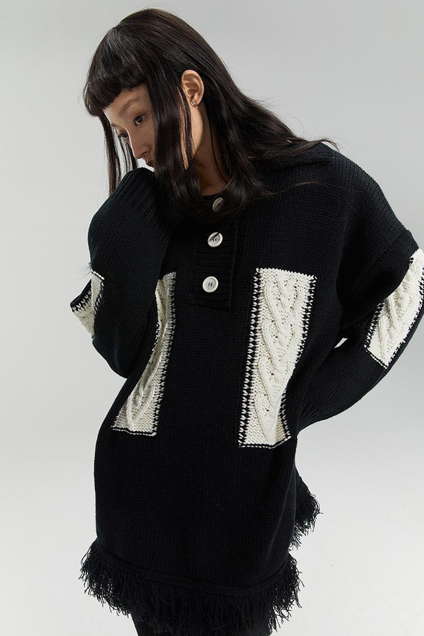 DIDDI MODA Lazy Lavender Knit Sweater With Asymmetrical Design