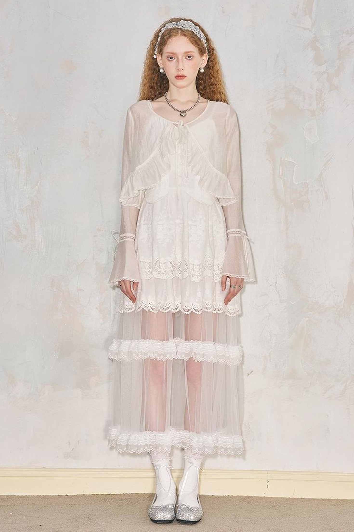 DIDDI MODA Lazy Tie Lace Sheer Cropped Cover Up