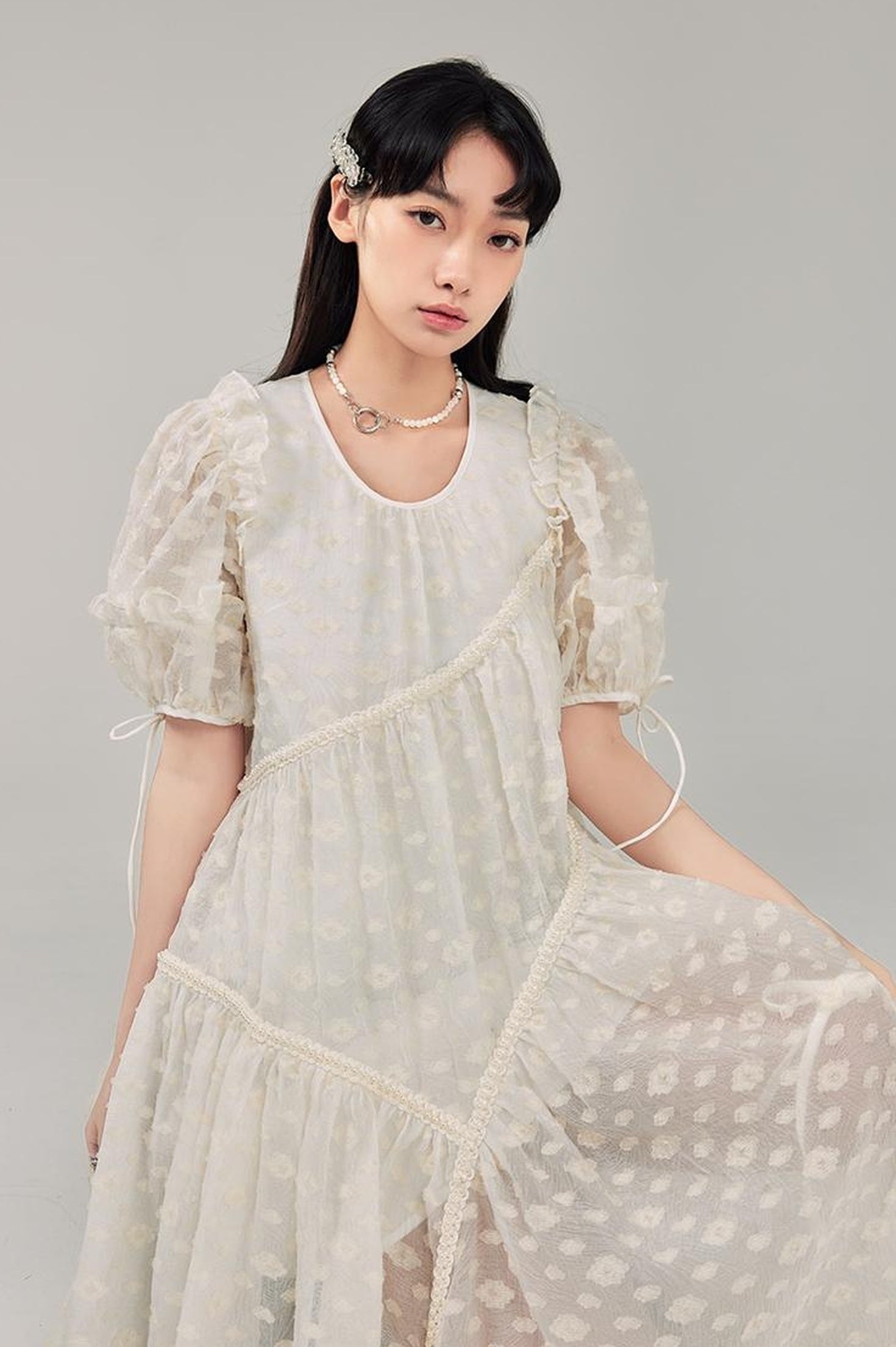 DIDDI MODA Lemon Mint Jacquard Asym Dress