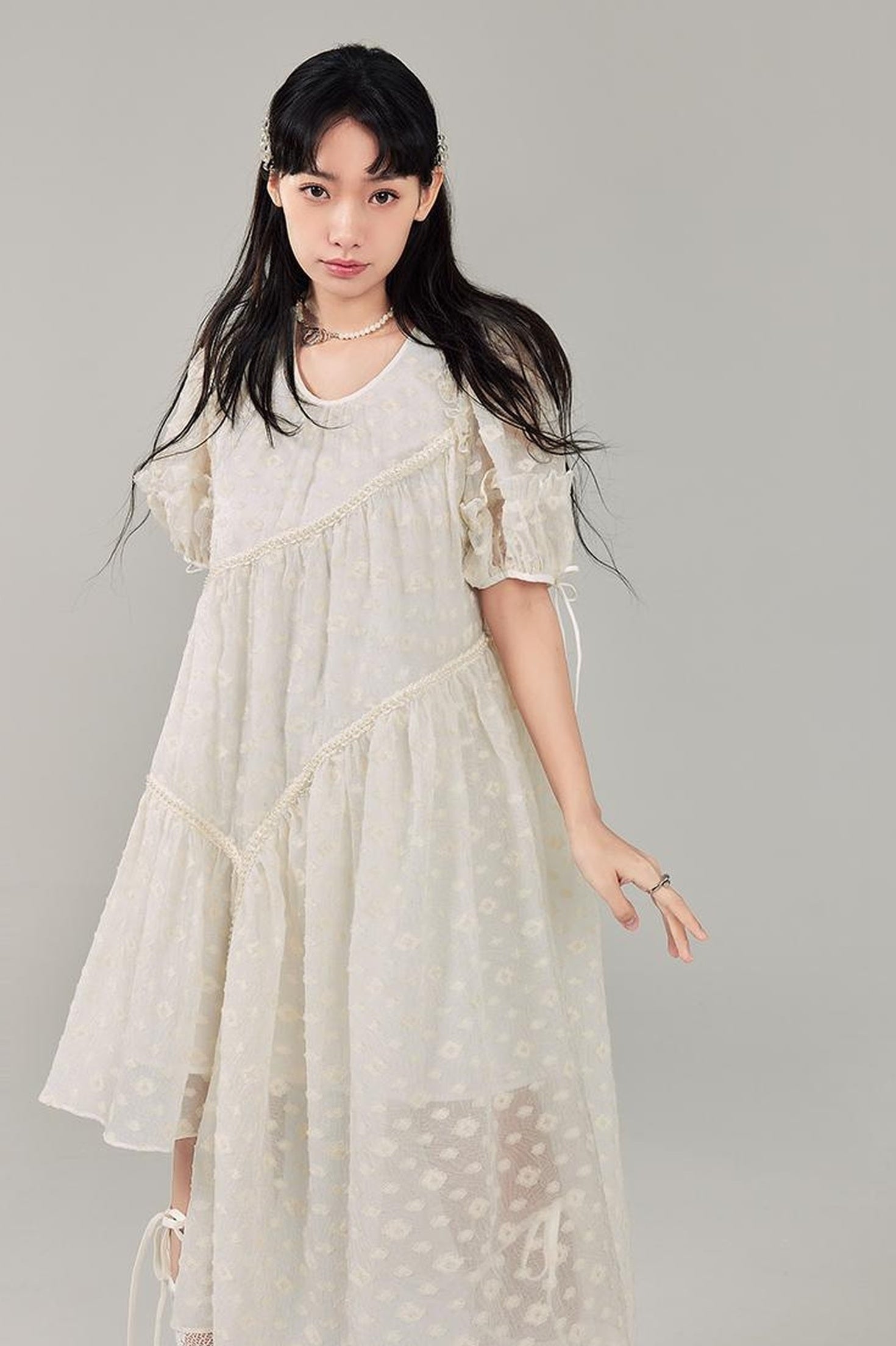 DIDDI MODA Lemon Mint Jacquard Asym Dress