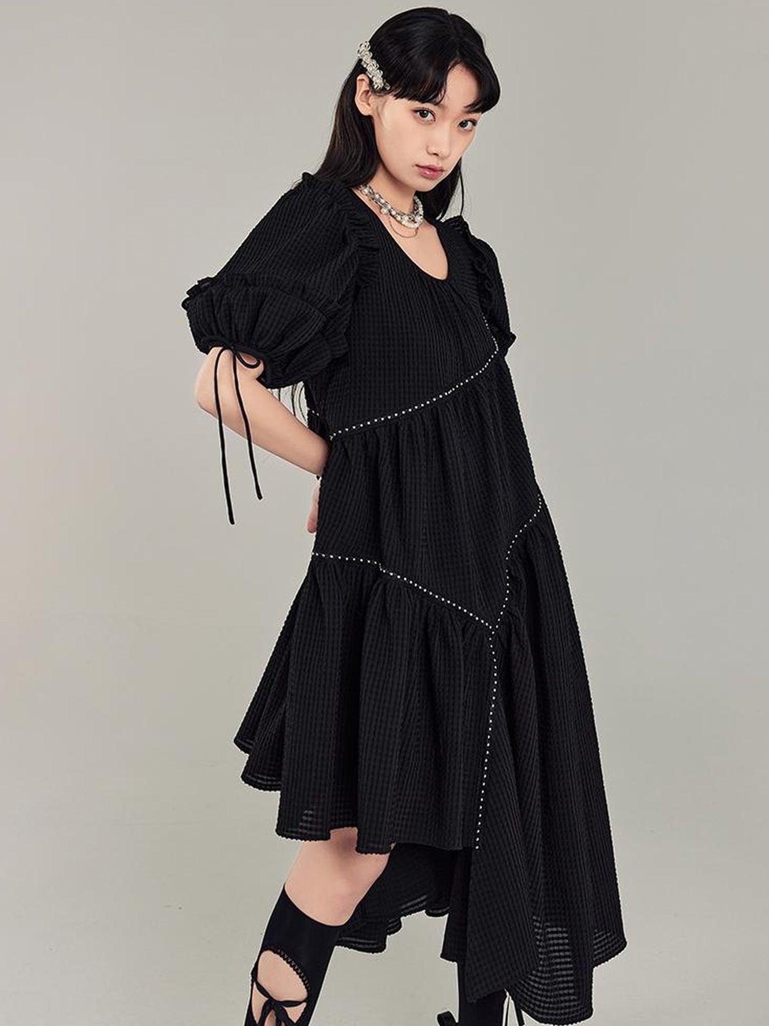 DIDDI MODA Lemon Mint Jacquard Asym Dress