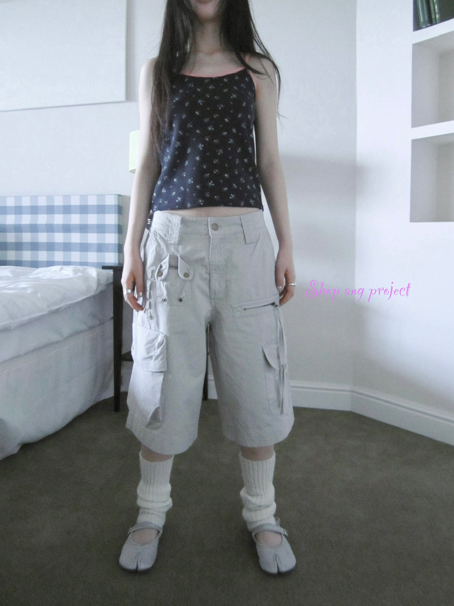 ang project Retro Summer Cargo Shorts With Large Zipper Pockets