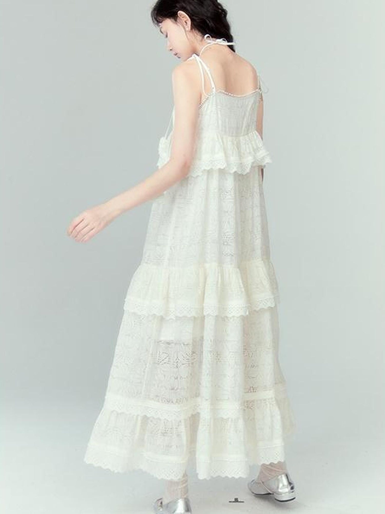 DIDDI MODA Lily Bell Lace Tiered Maxi Dress