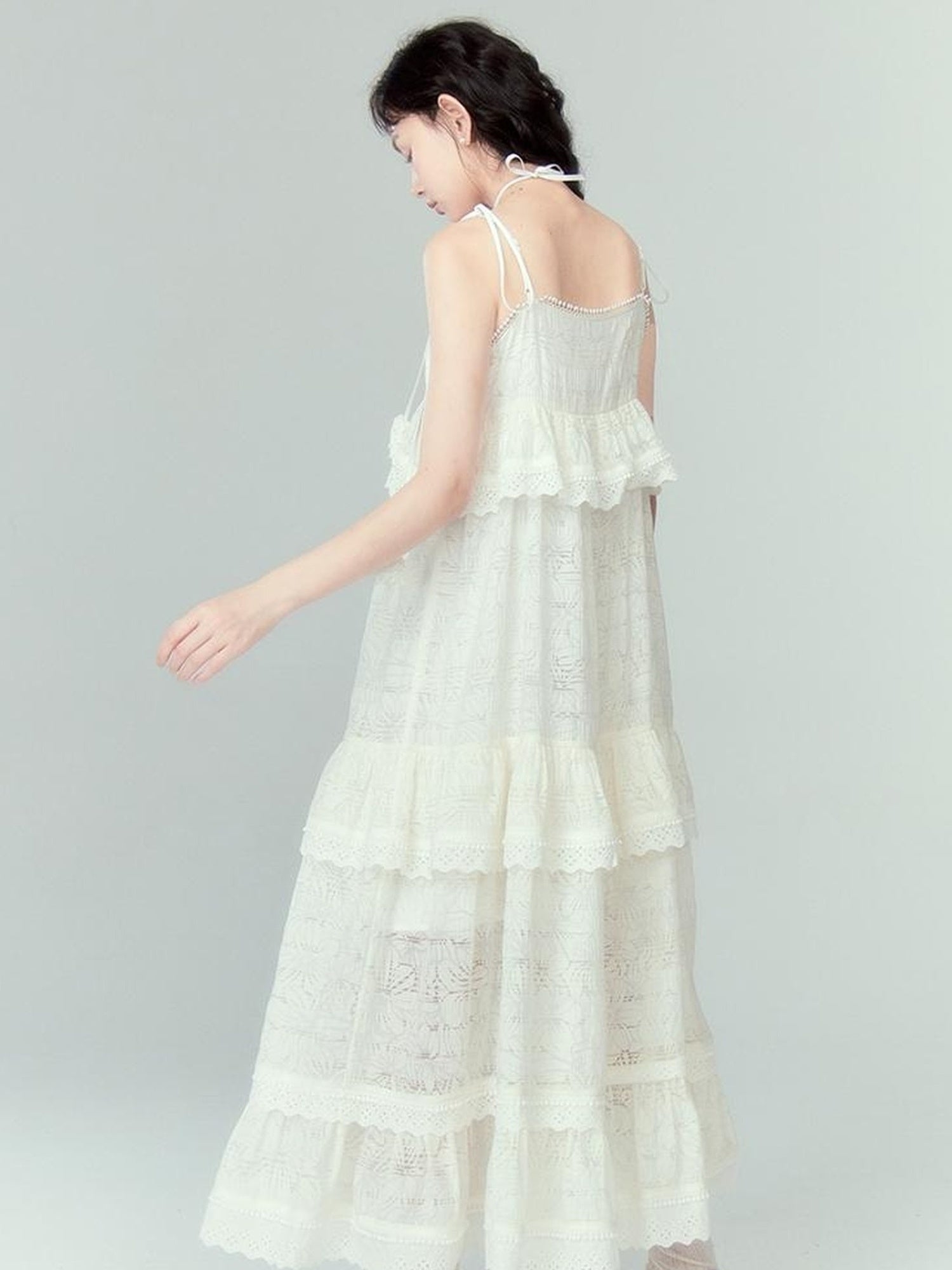 DIDDI MODA Lily Bell Lace Tiered Maxi Dress