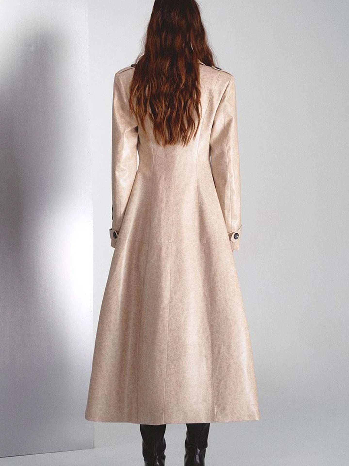 Long Faux Leather Jacket For Women Coats