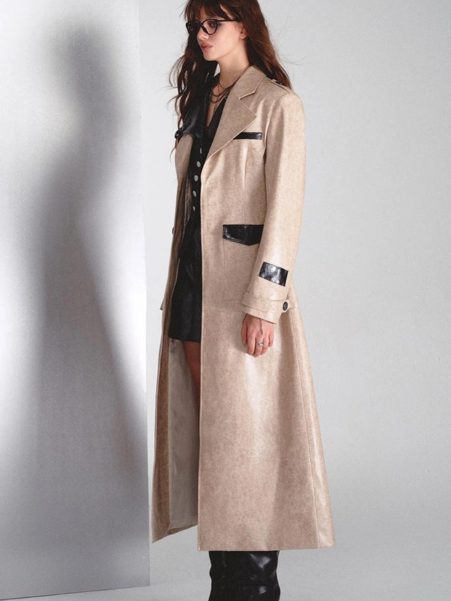 Long Faux Leather Jacket For Women Coats