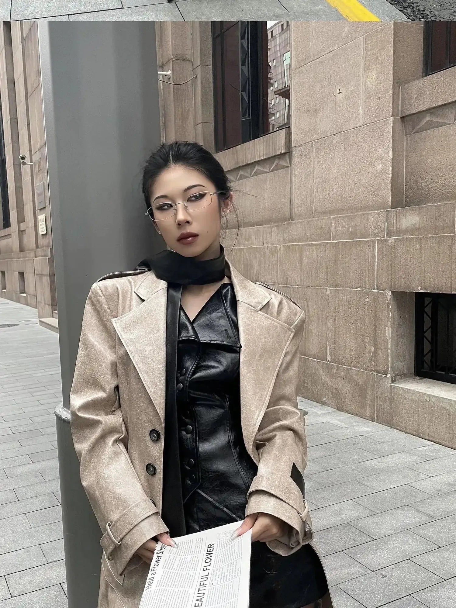 Long Faux Leather Jacket For Women Coats