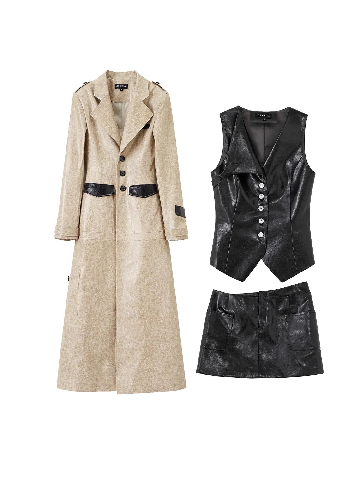 Long Faux Leather Jacket For Women Coats