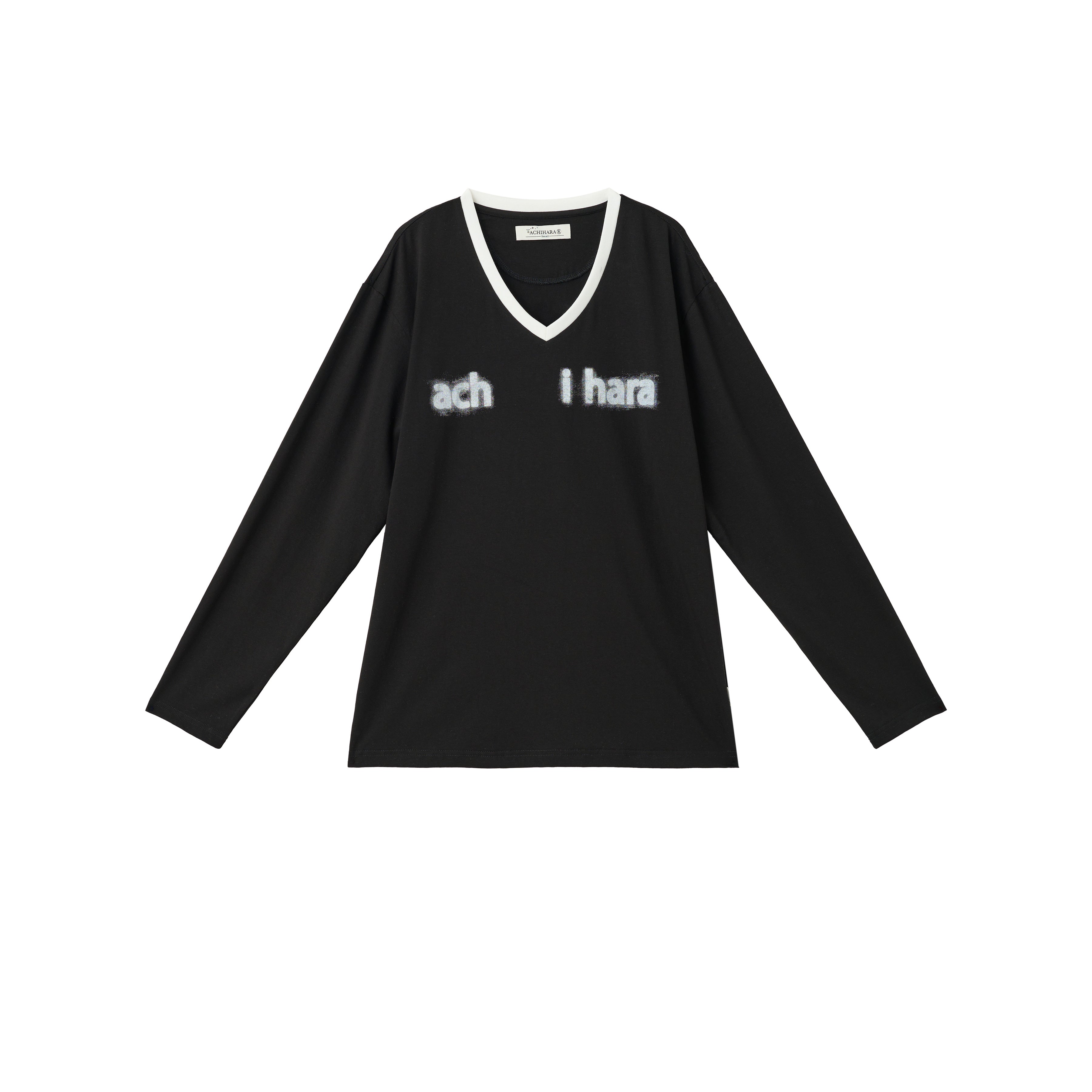 Achihara V-Neck Relaxed Tee With Melting Ice Design