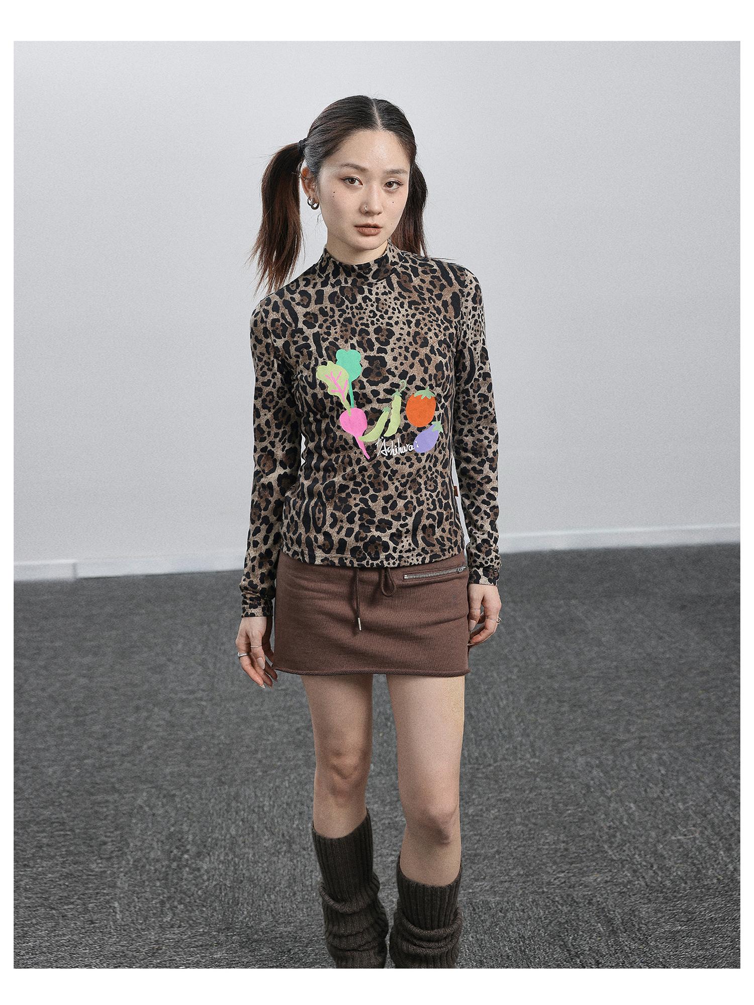 Achihara Summer Leopard Print Silk Blouse
