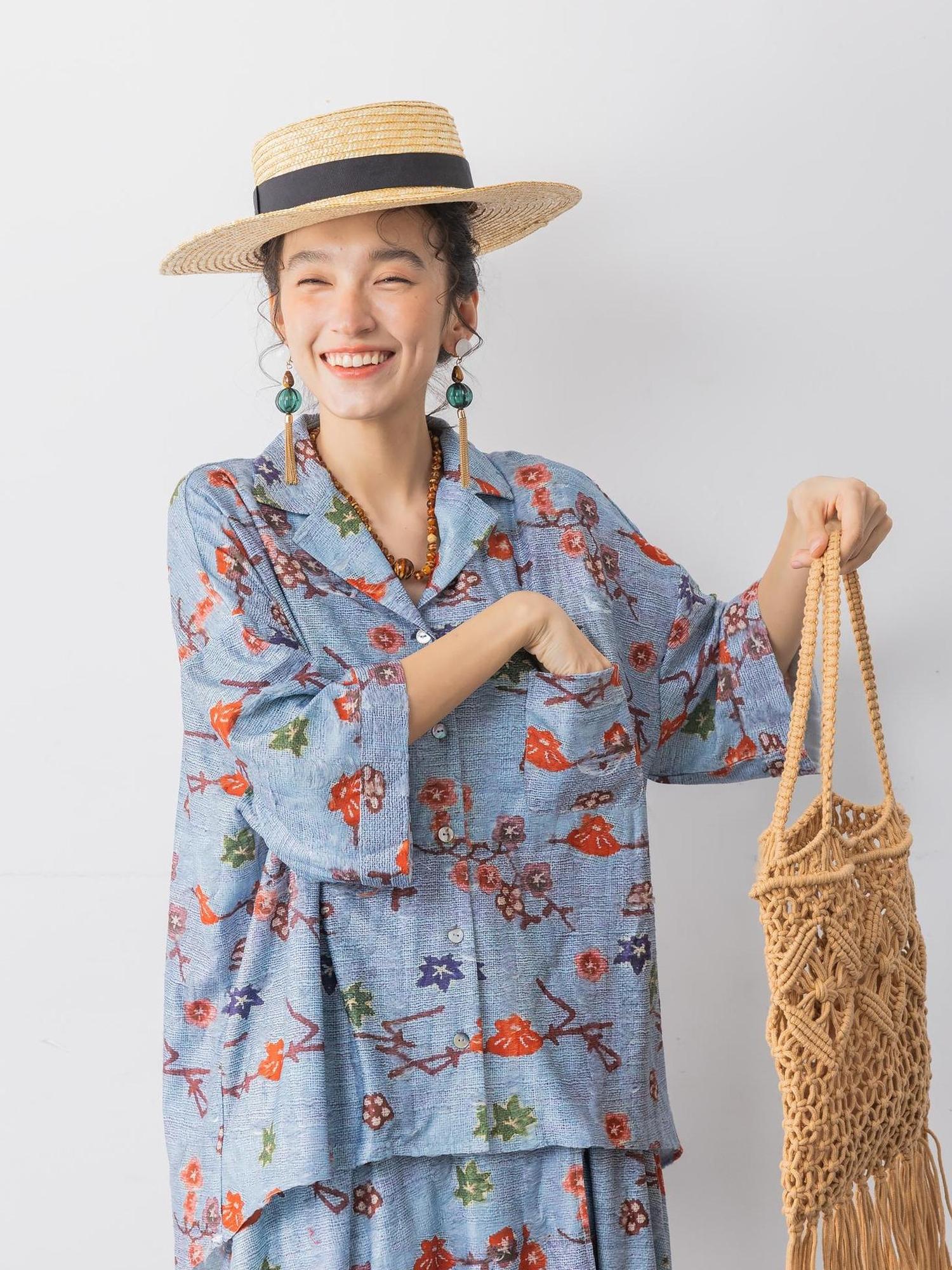 Sweet Mi Loose Cuban Print Shirt Culottes Set Summer Stretch Comfort