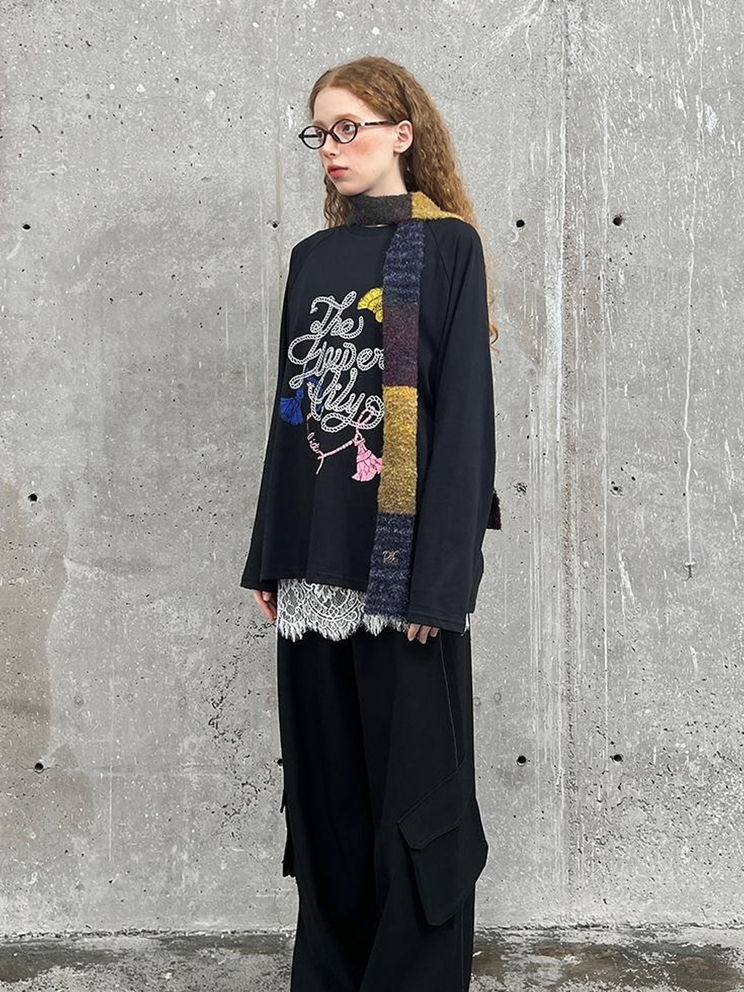 DIDDI MODA Loose Fit Pleated Wide Leg Cargo Trousers With Contrast Stitching