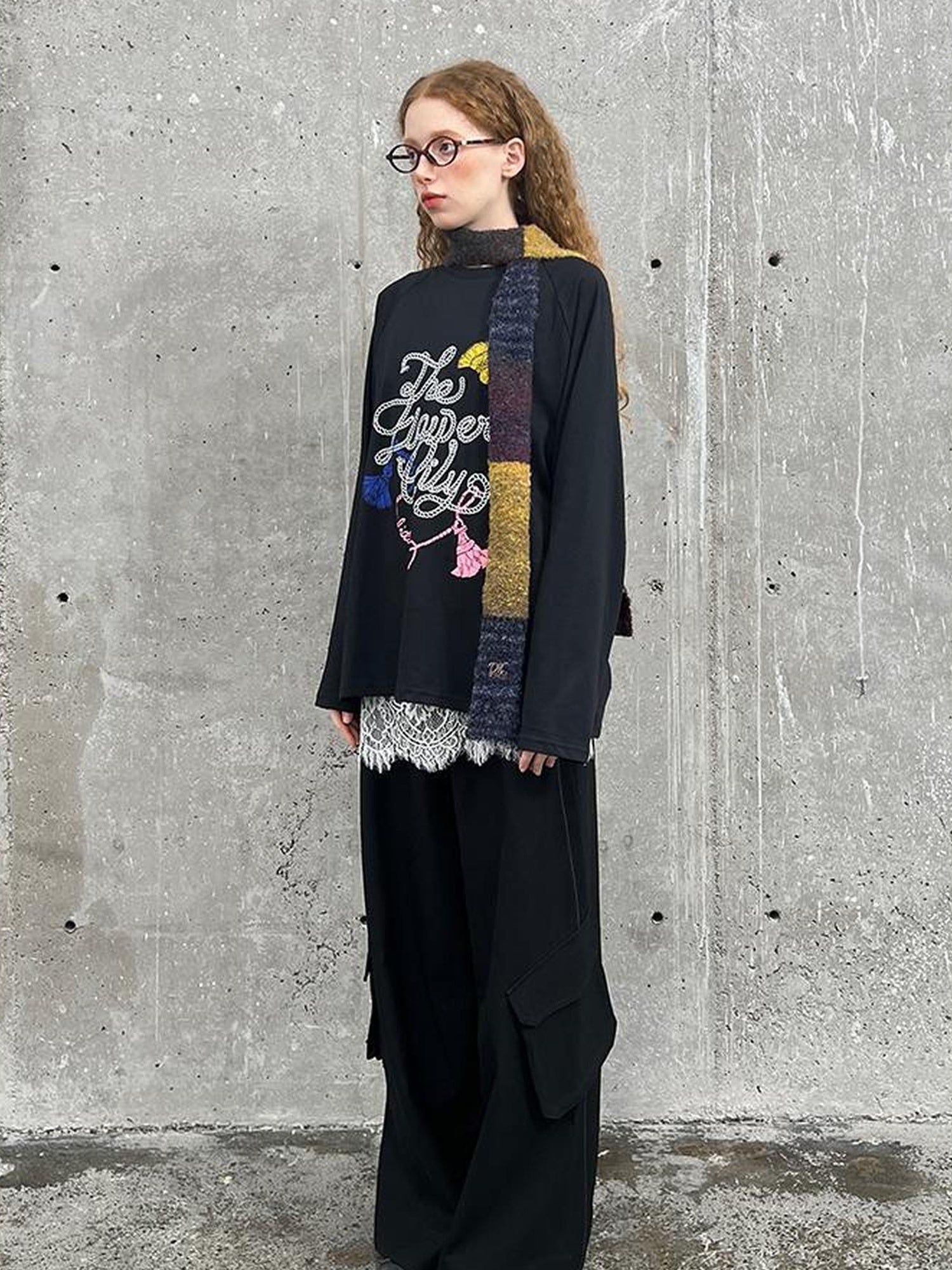 DIDDI MODA Loose Fit Pleated Wide Leg Cargo Trousers With Contrast Stitching