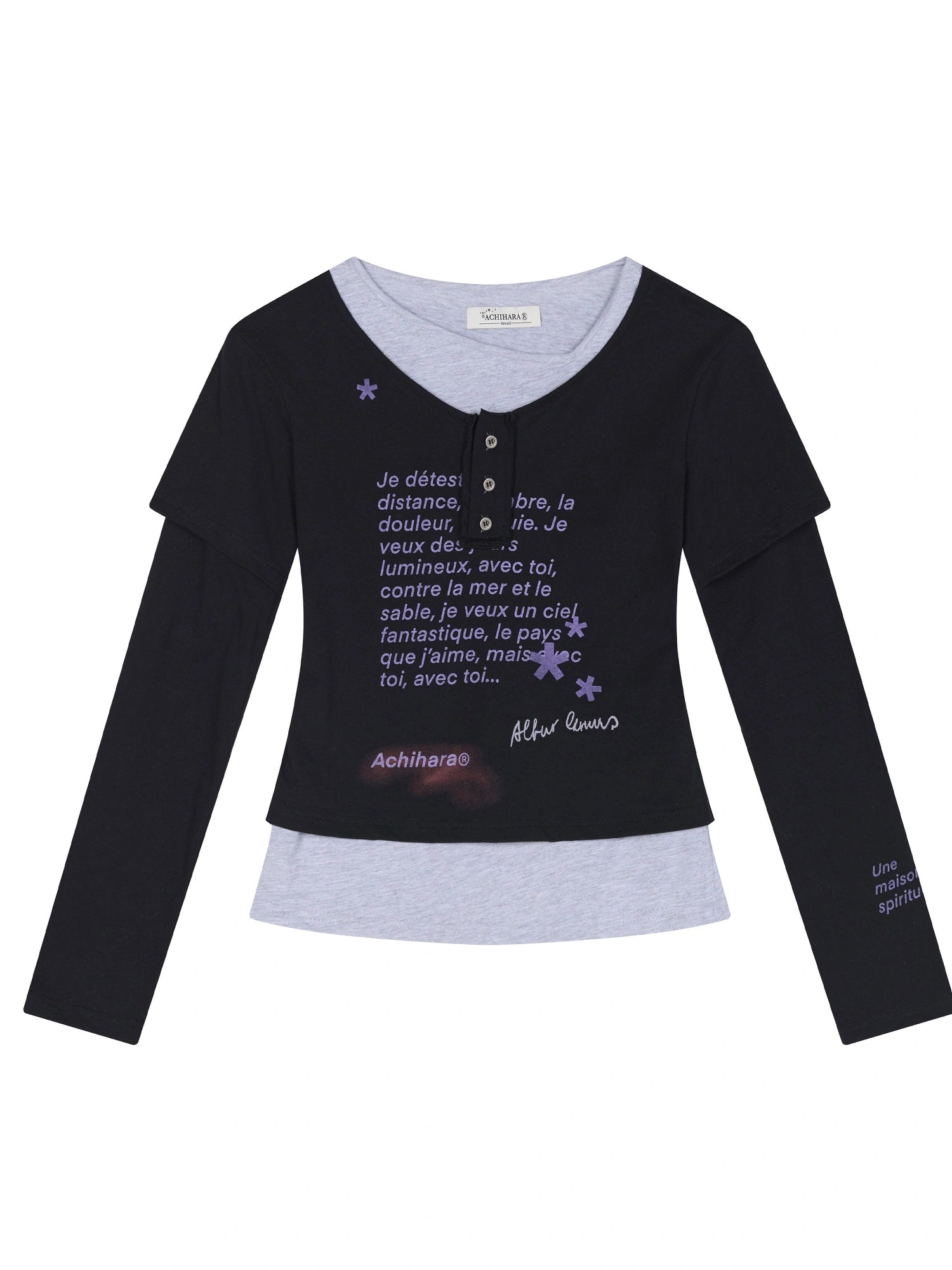 Distressed Love Letter Print Long Sleeve Tee
