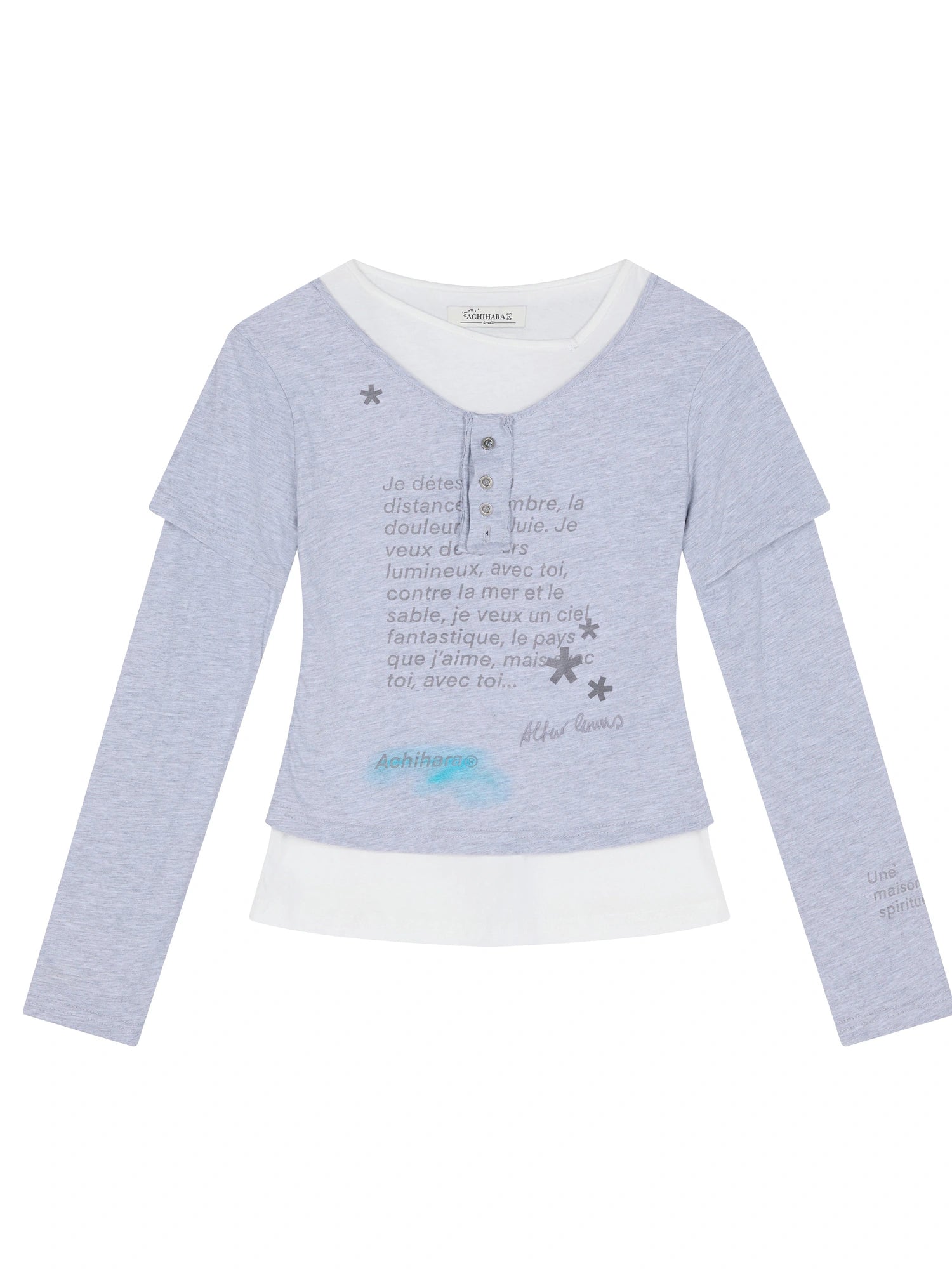 Distressed Love Letter Print Long Sleeve Tee