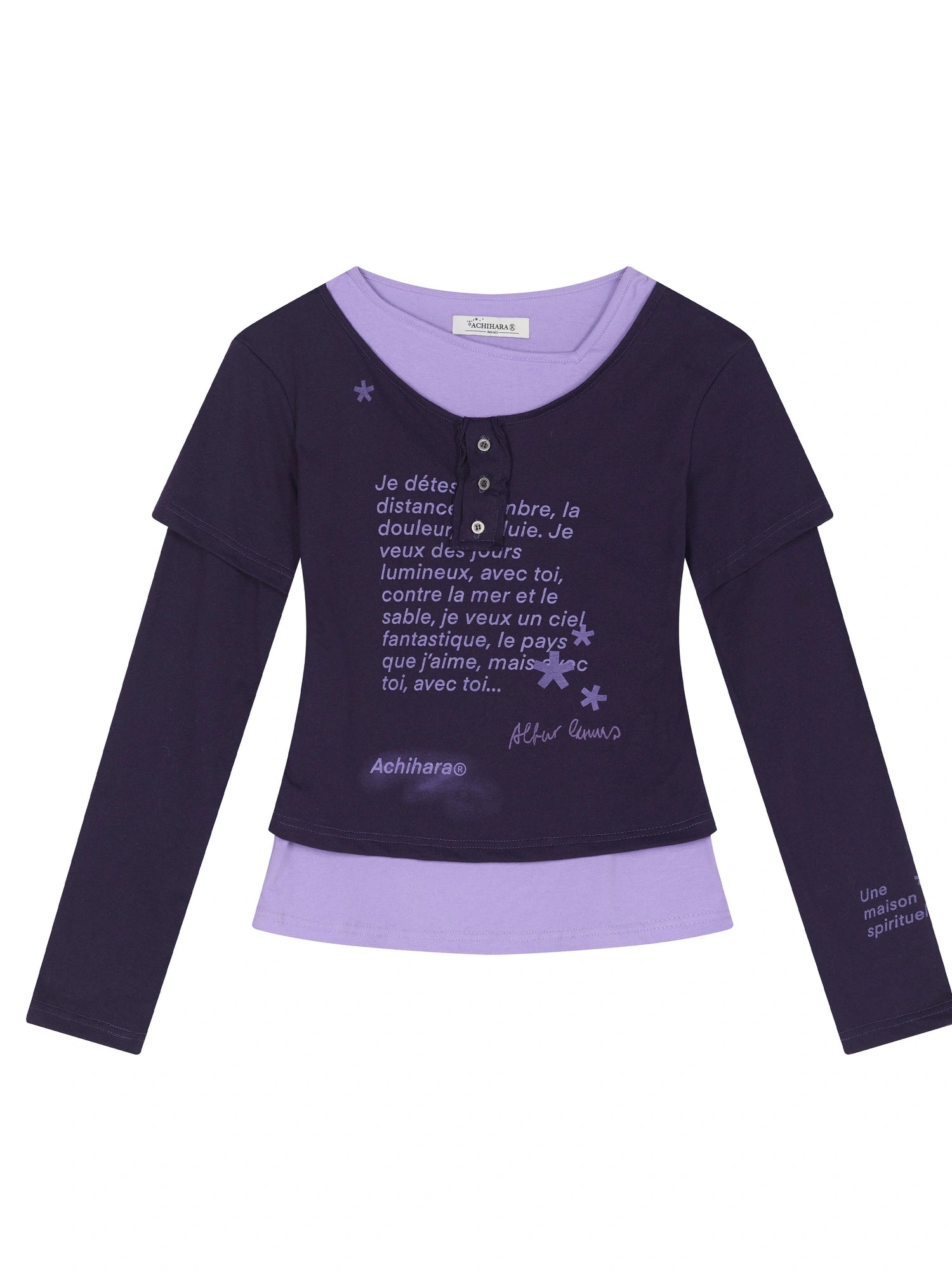 Distressed Love Letter Print Long Sleeve Tee