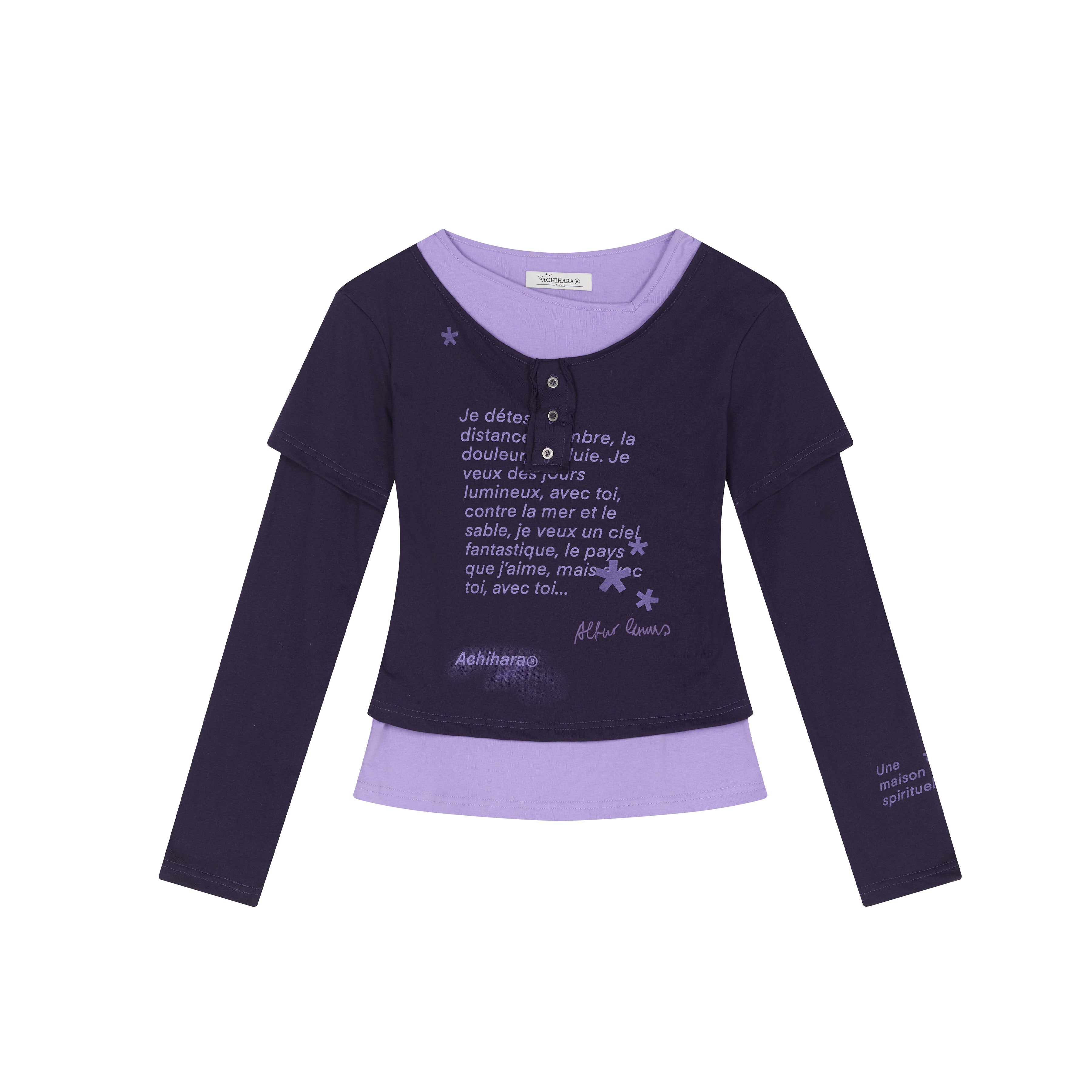 Achihara Distressed Love Letter Print Long Sleeve Tee
