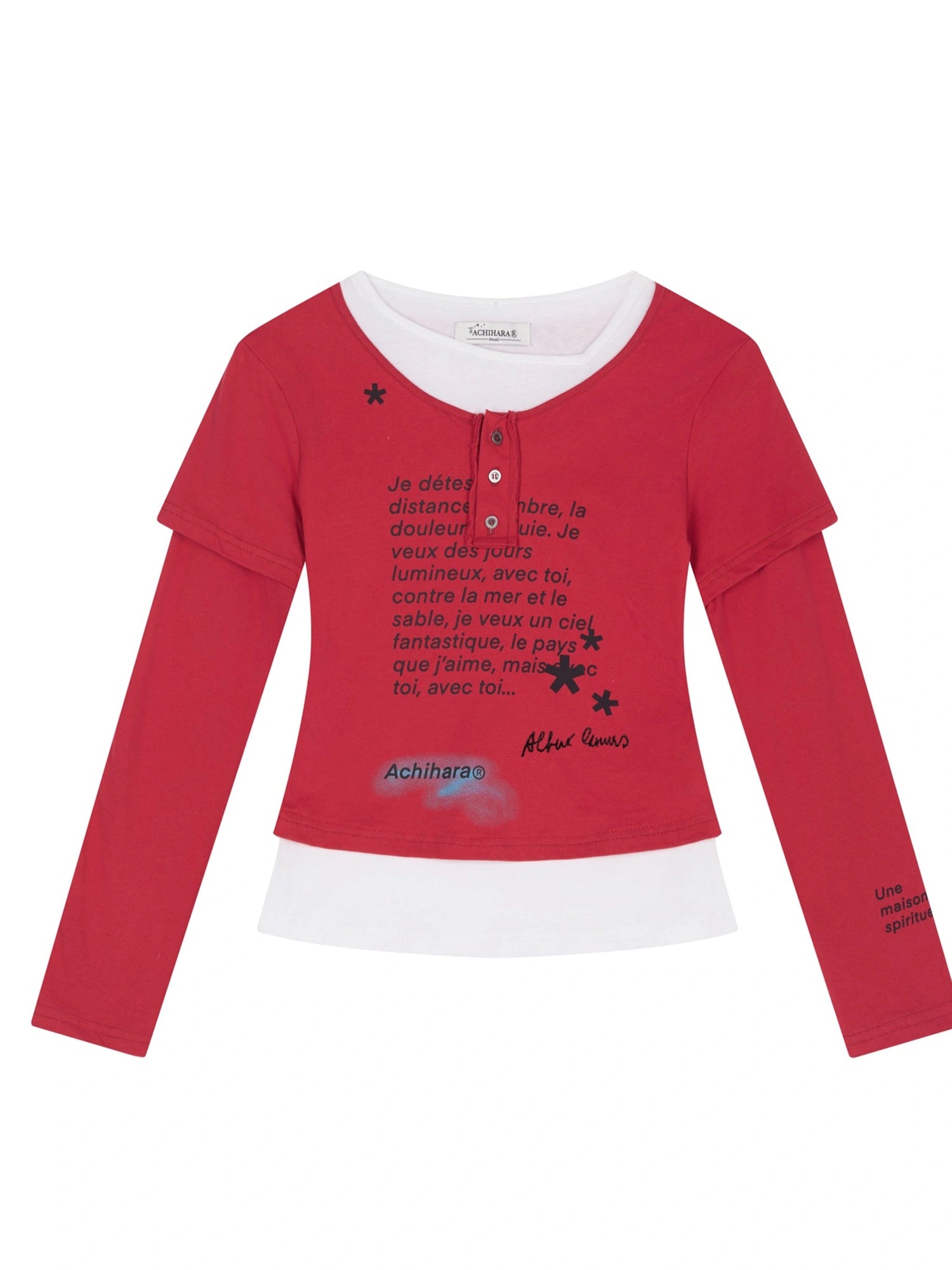 Distressed Love Letter Print Long Sleeve Tee