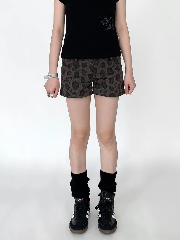 Low-Rise Y2K Cheetah Shorts For Women