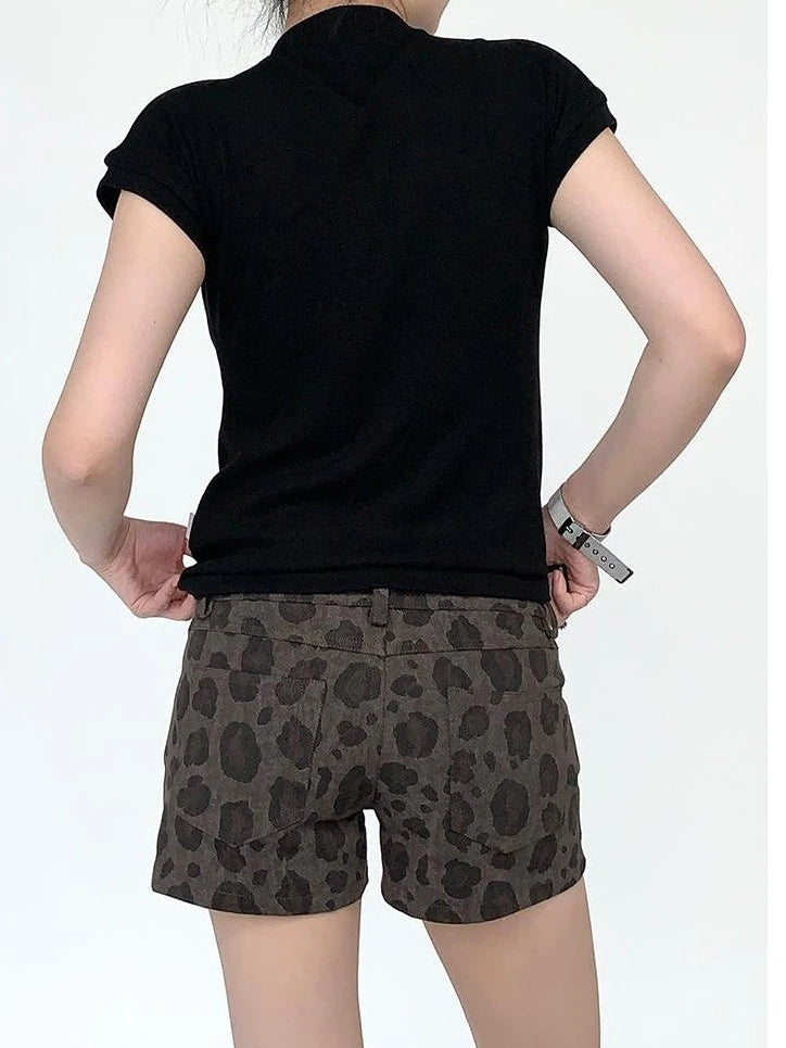 Low-Rise Y2K Cheetah Shorts For Women