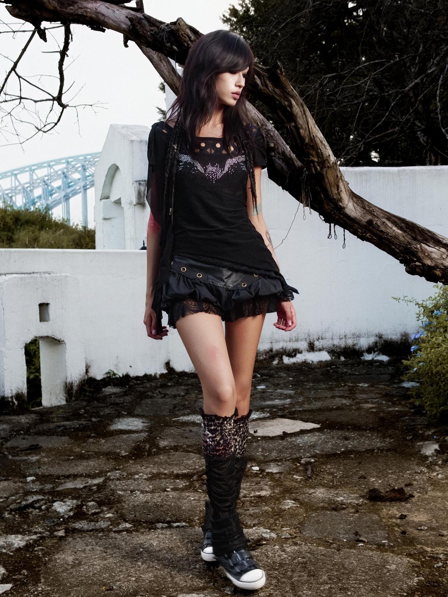 ARIADNAw Low Rise Contrast Patchwork Plaid Bloomer Shorts Playful Streetwear