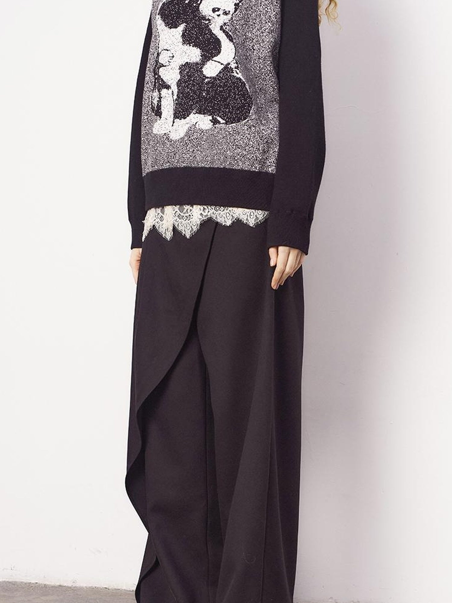 DIDDI MODA Low Waist Flared Pants With Layered Flap Design