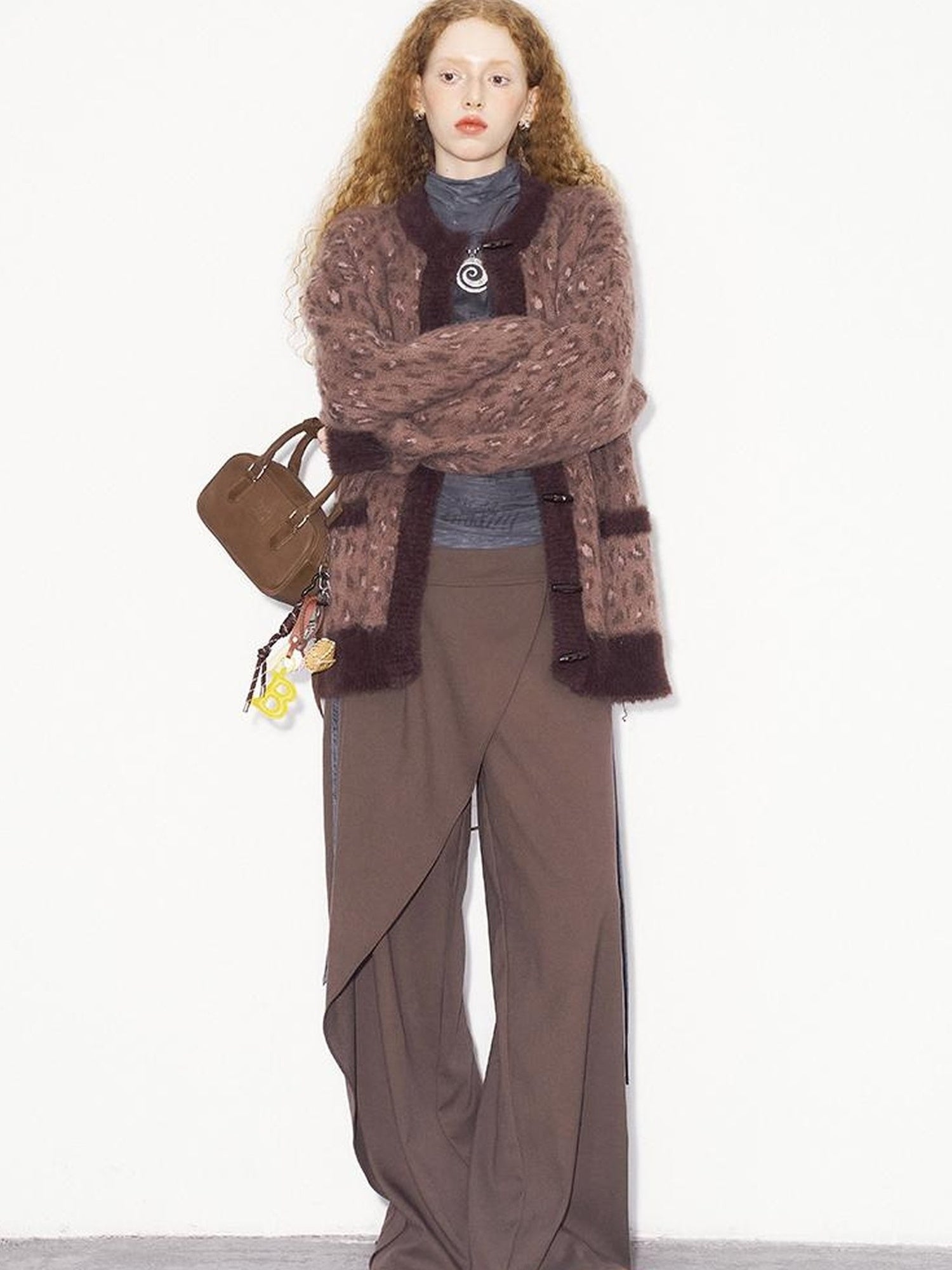 DIDDI MODA Low Waist Flared Pants With Layered Flap Design